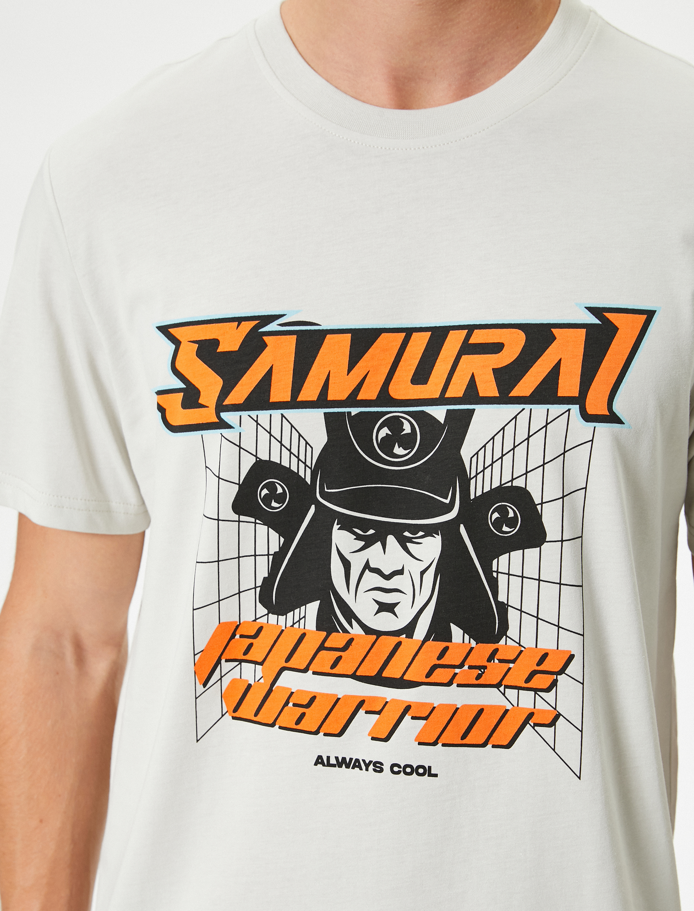   Samuray Baskılı Tişört Kısa Kollu Bisiklet Yaka Pamuklu Regular Fit
