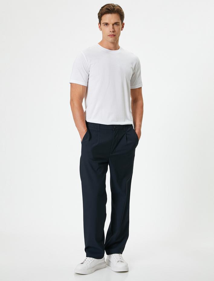  Dar Kesim Pamuklu Kısa Kollu Bisiklet Yaka Basic Tişört