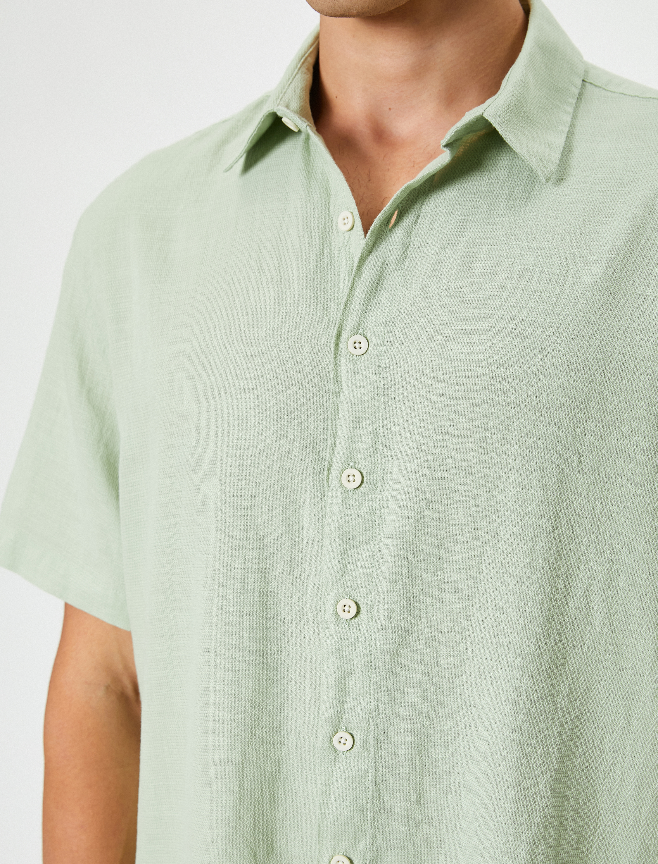   Yazlık Gömlek Kısa Kollu Klasik Yaka Düğmeli Pamuklu Regular Fit