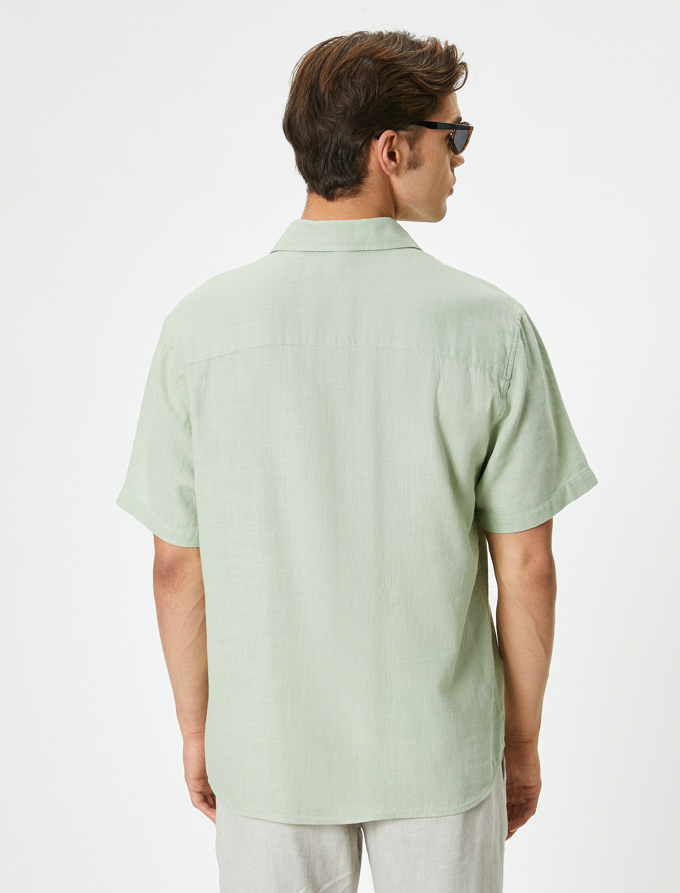   Yazlık Gömlek Kısa Kollu Klasik Yaka Düğmeli Pamuklu Regular Fit