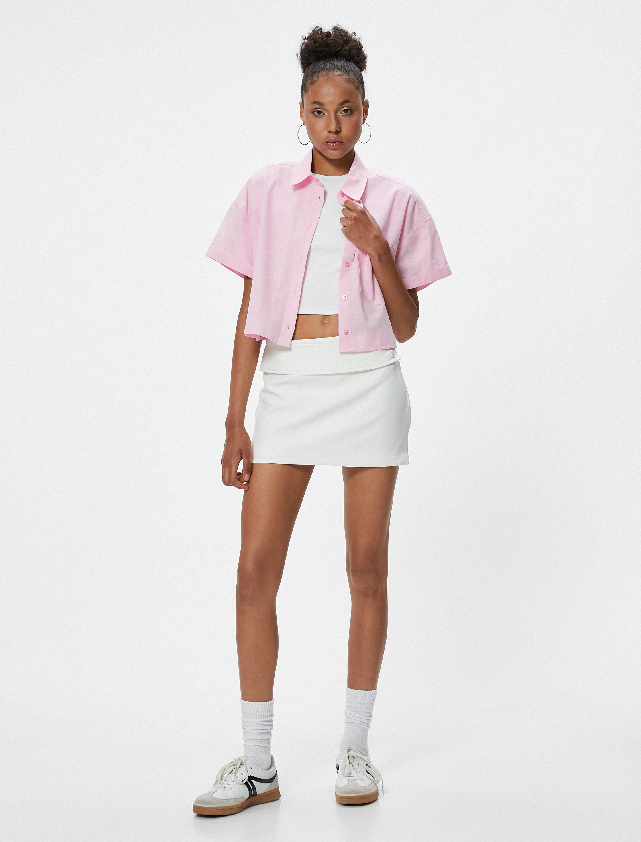   Kısa Kollu Gömlek Cep Detaylı Klasik Yaka Pamuklu