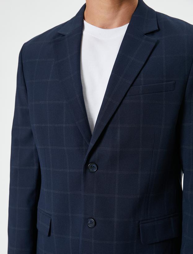 Blazer Ceket Kapaklı Cepli Düğmeli Regular Fit_4