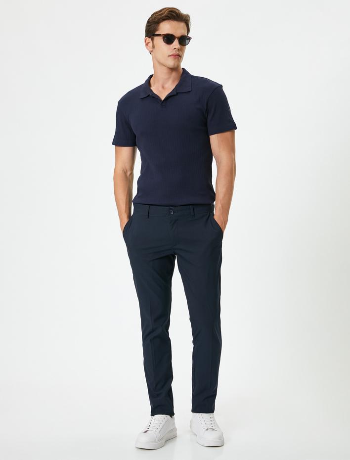  Slim Fit Tişört Polo Yaka Kısa Kollu Pamuklu