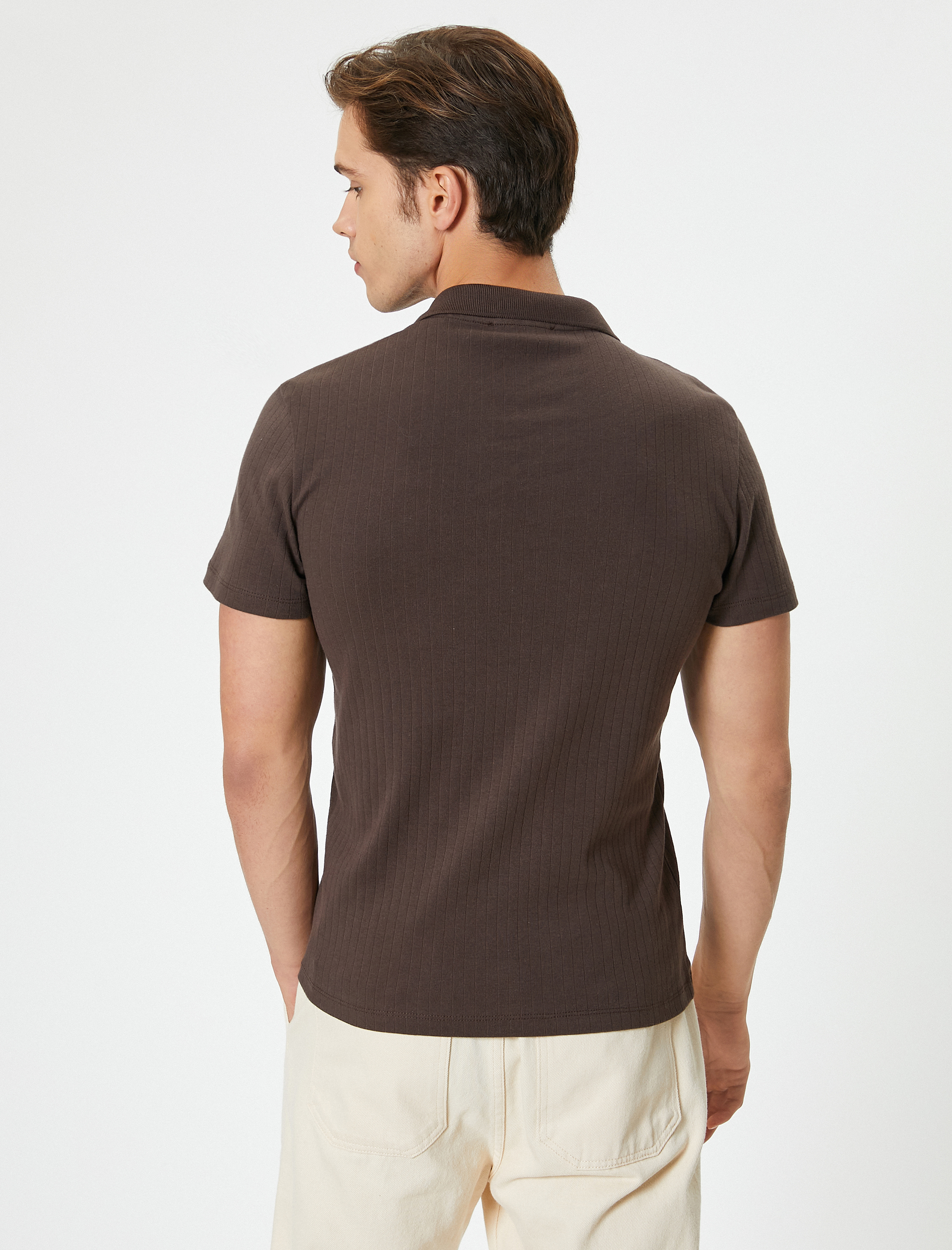 Slim Fit Tişört Polo Yaka Kısa Kollu Pamuklu