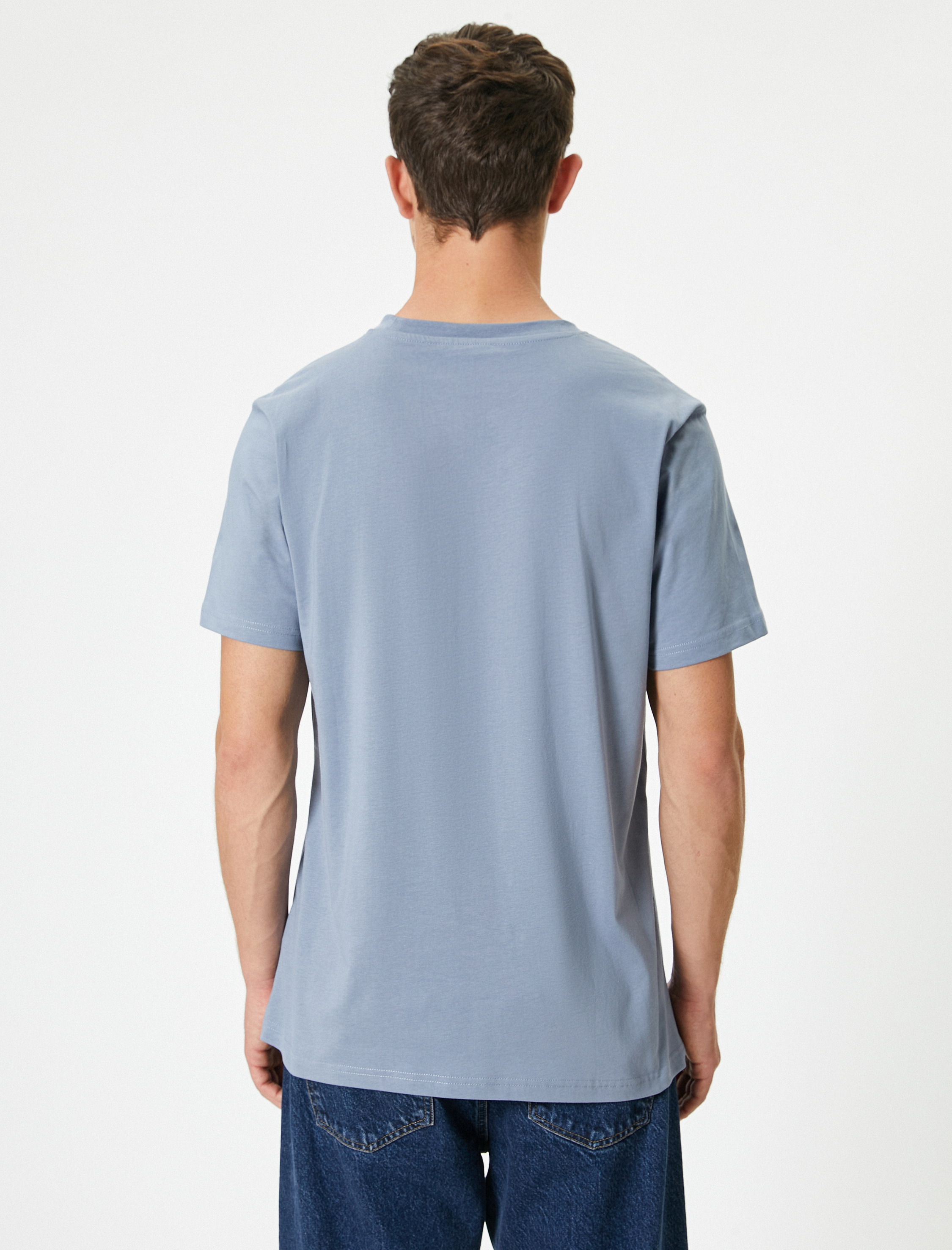   Baskılı Tişört Kısa Kollu Bisiklet Yaka Pamuklu