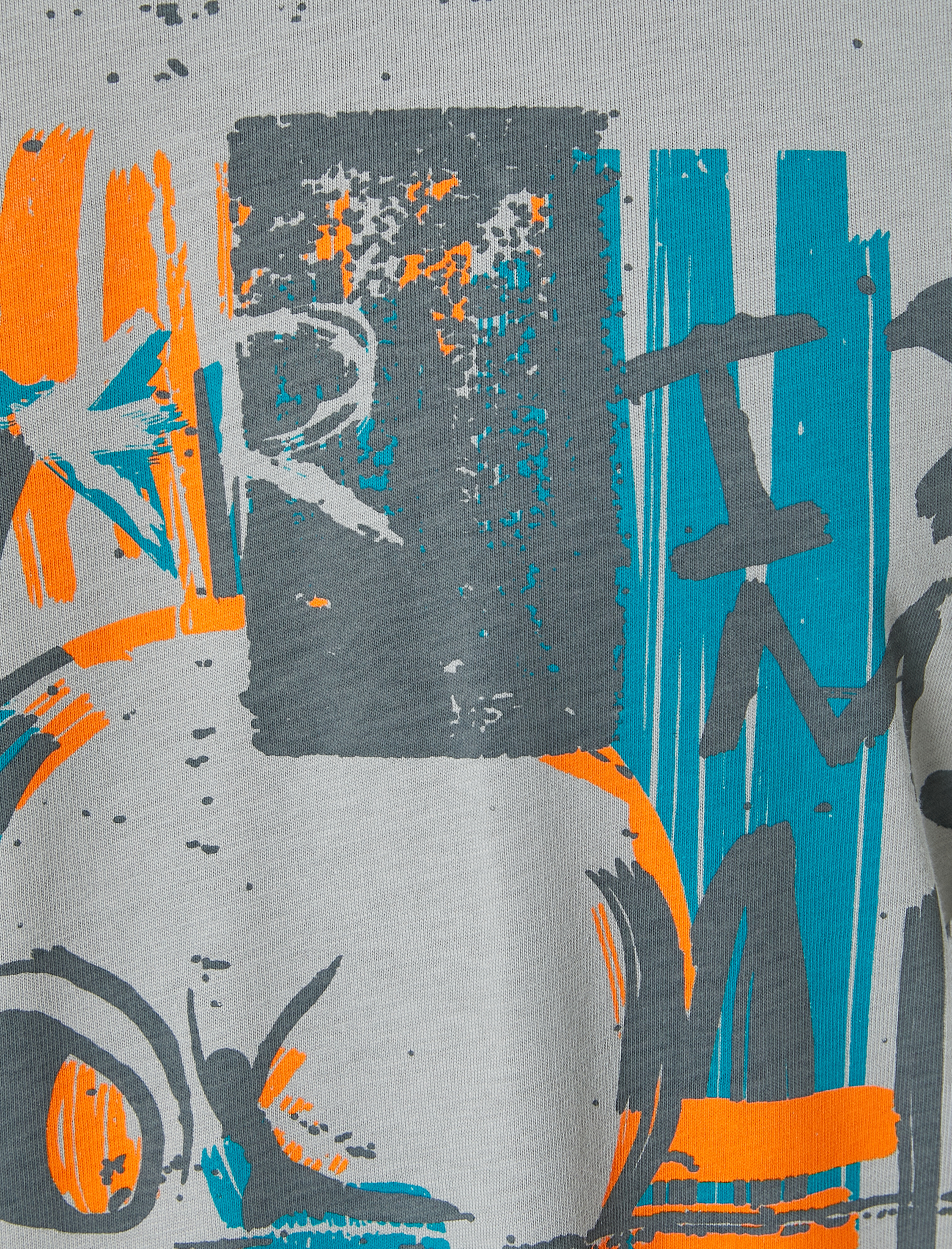   Kurukafa Grafiti Baskılı Tişört Kısa Kollu Bisiklet Yaka Pamuklu