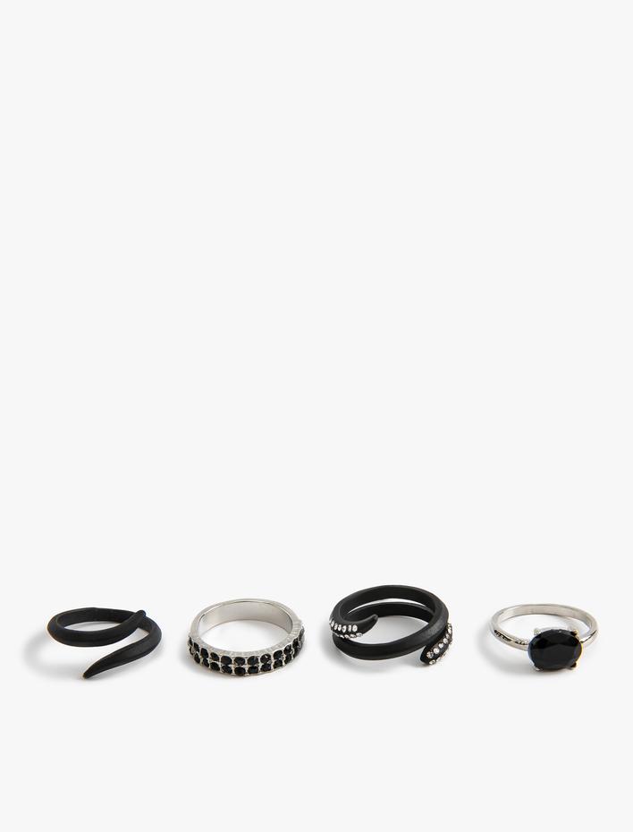 Kadın 4'lü Yüzük Seti Taş Detaylı