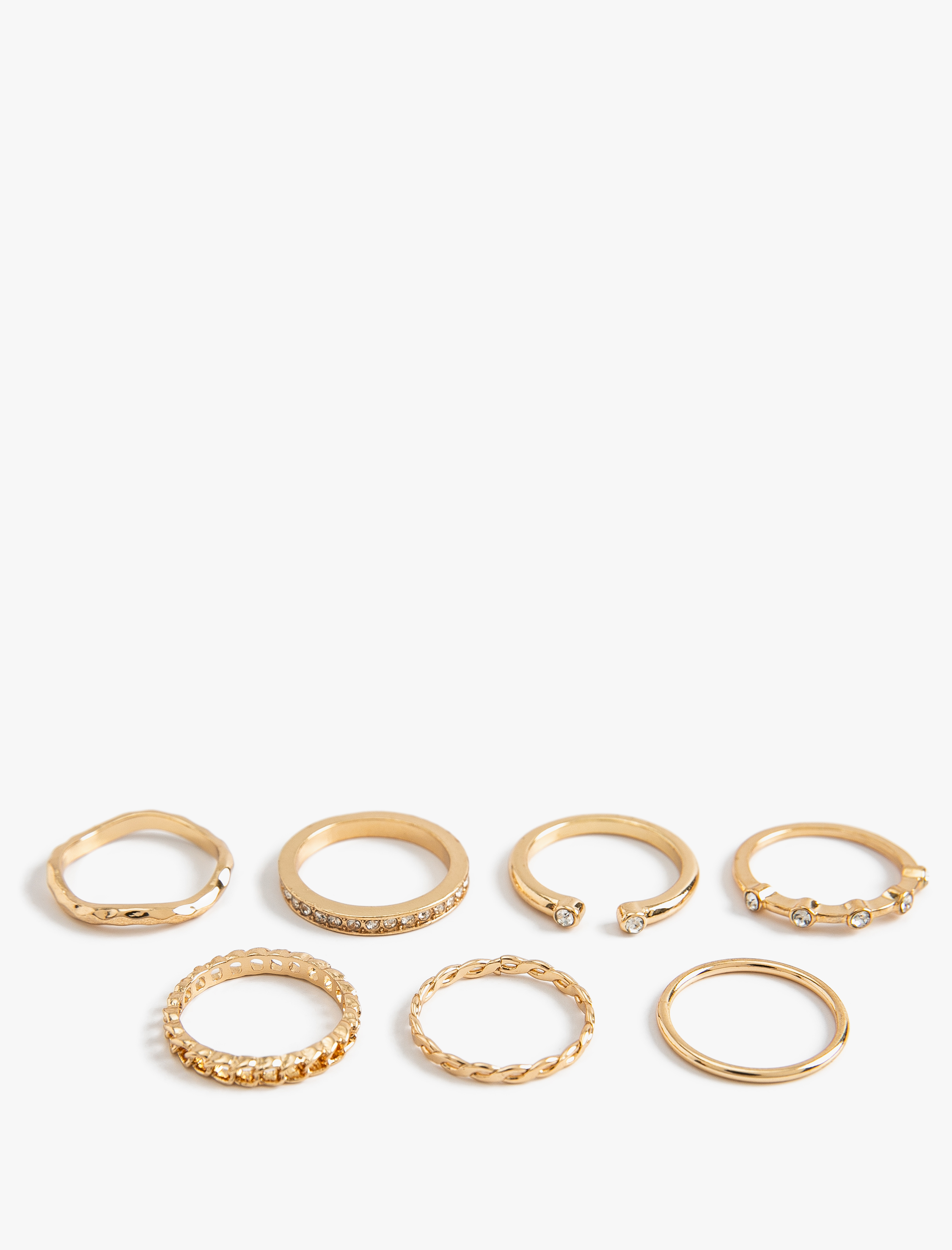  Kadın 7'li Yüzük Seti Taş Detaylı Çelik Karışımlı