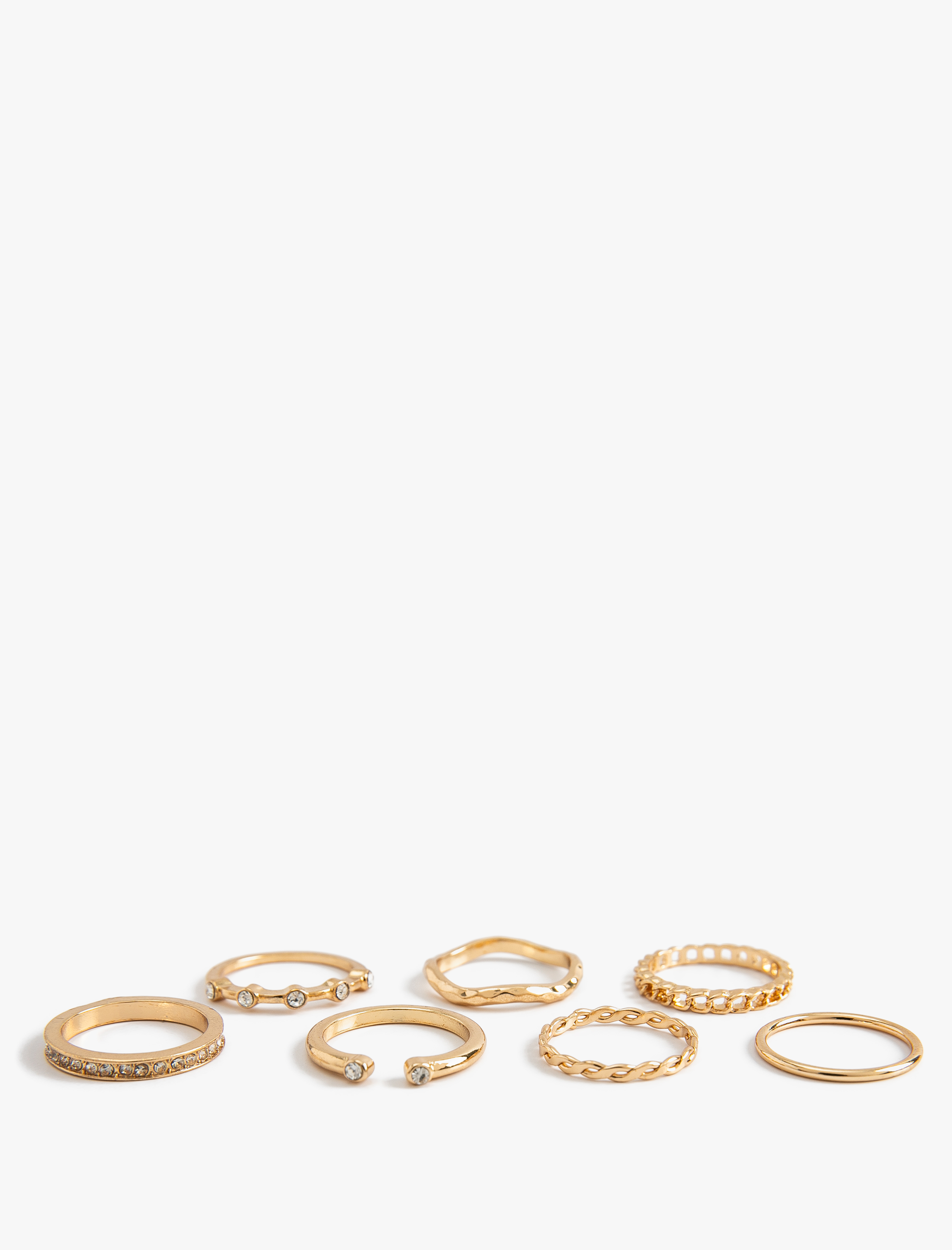  Kadın 7'li Yüzük Seti Taş Detaylı Çelik Karışımlı