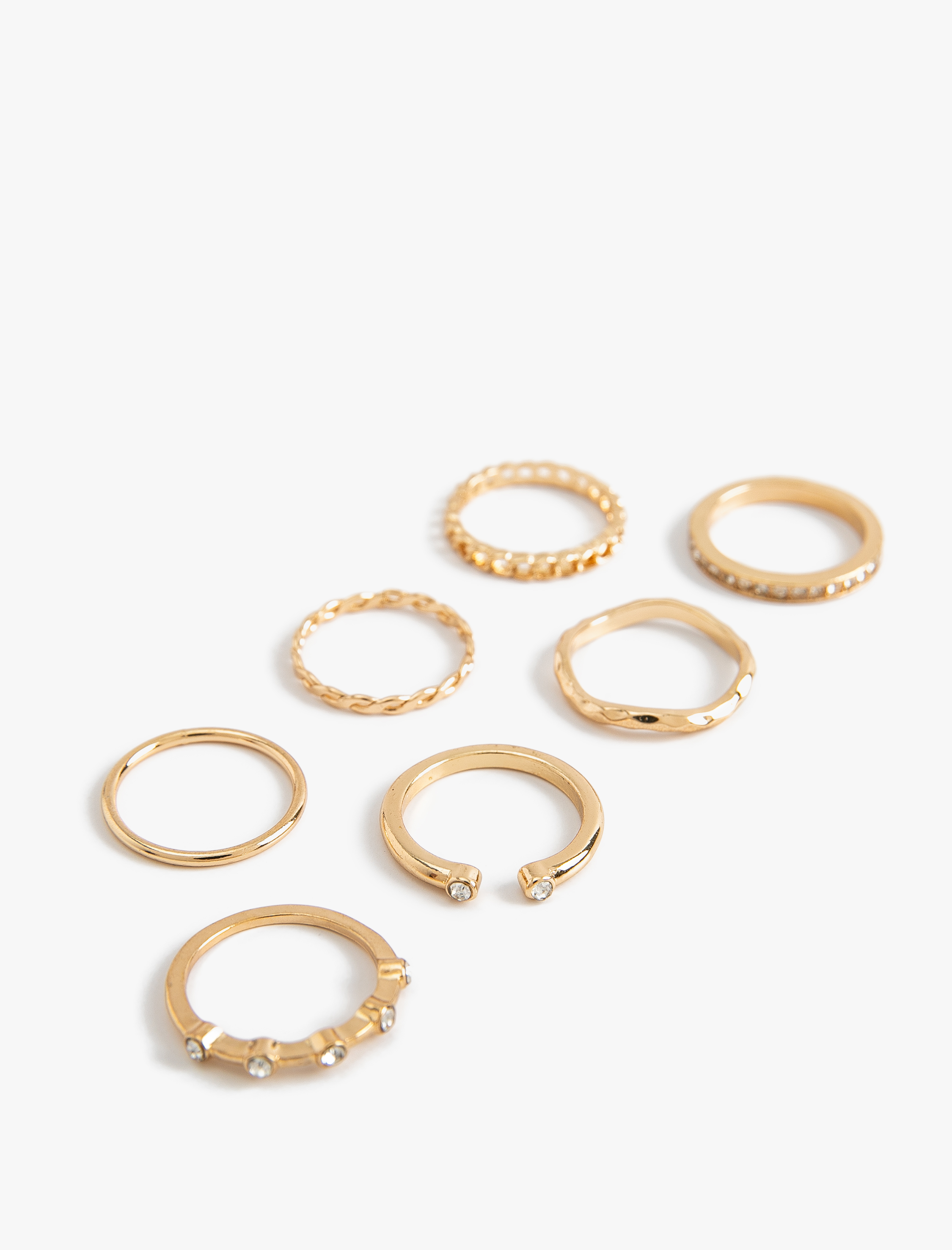  Kadın 7'li Yüzük Seti Taş Detaylı Çelik Karışımlı