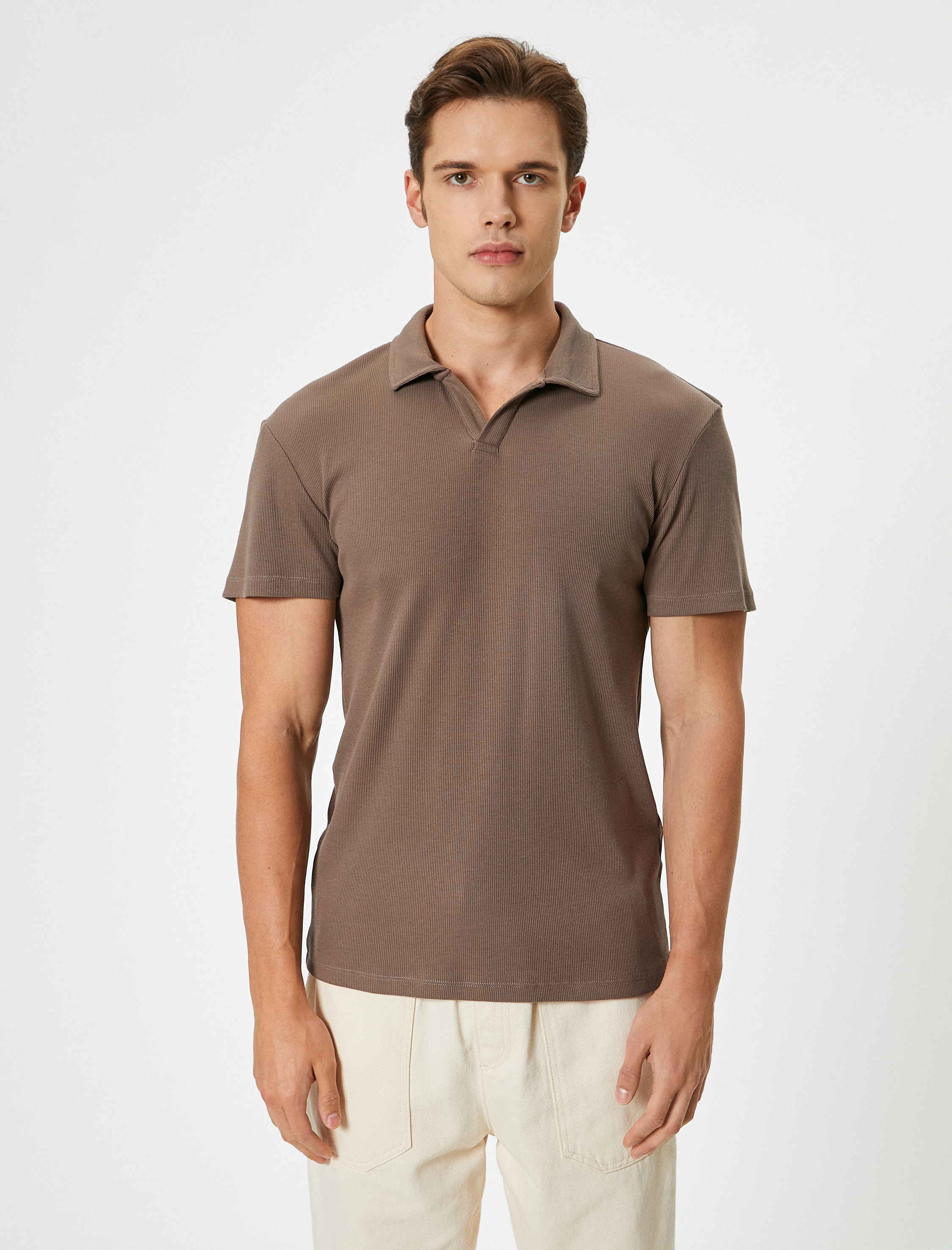 Polo Yaka Tişört Slim Fit Kısa Kollu Pamuklu