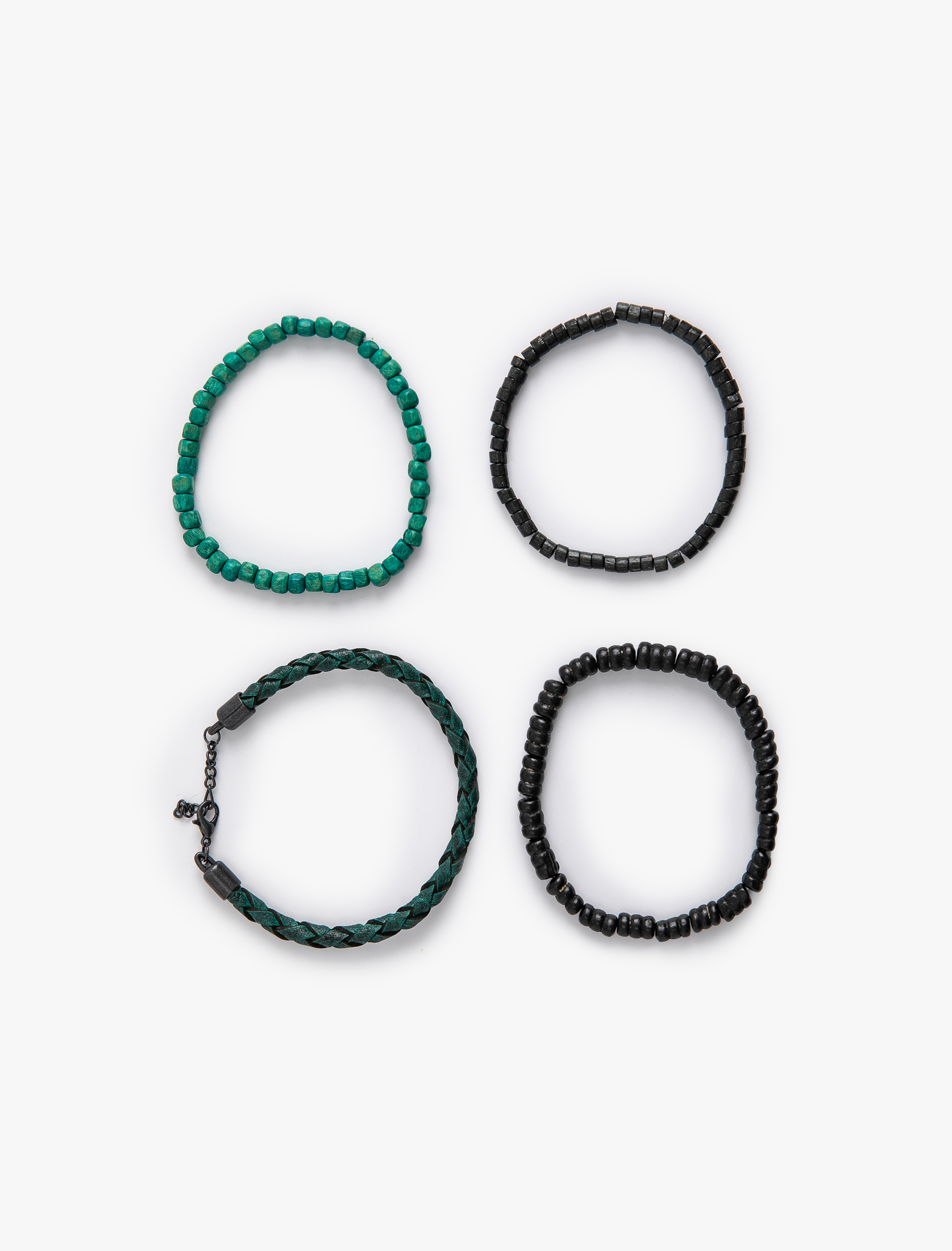  Erkek Bileklik Seti 4'lü Ahşap Boncuklu