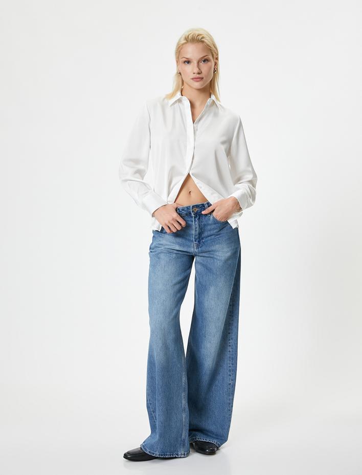  Saten Gömlek Uzun Kollu Klasik Yaka Regular Fit