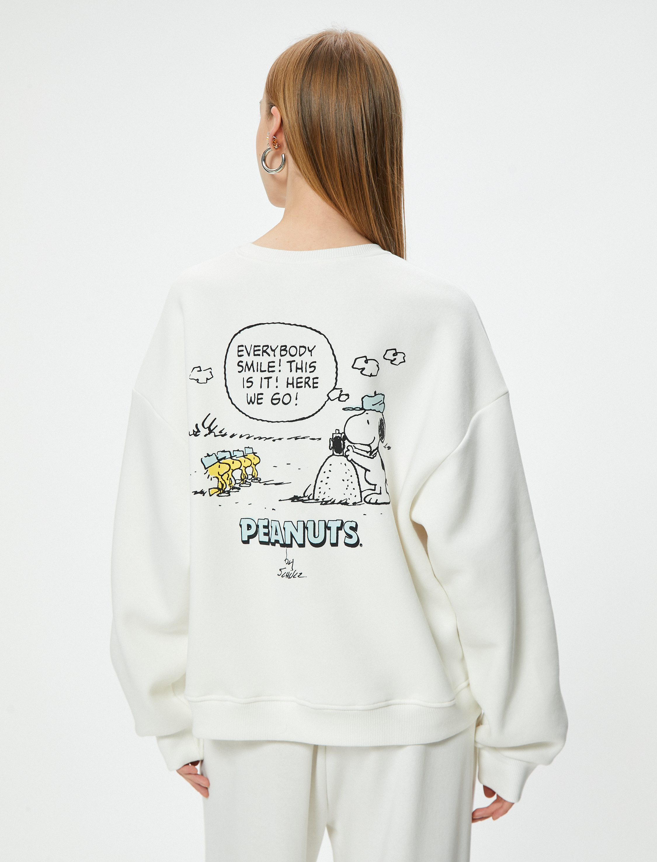   Şardonlu Snoopy Baskılı Lisanslı Oversize Sweatshirt