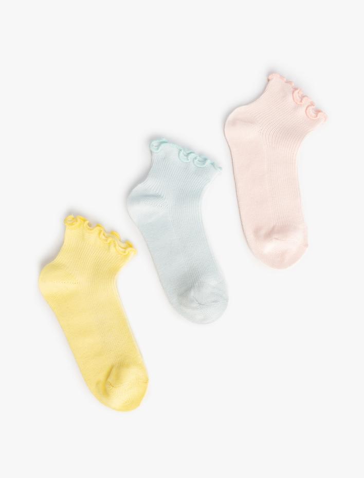 Kız Çocuk 3'lü Basic Soket Çorap Seti Çok Renkli