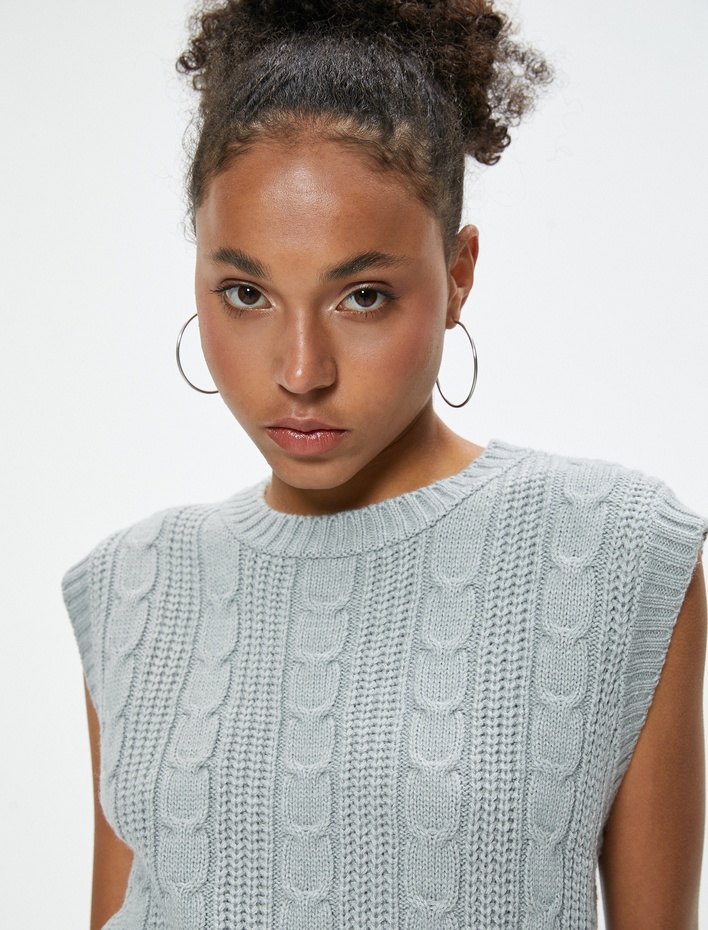  Kolsuz Süveter Örgü Dokulu Bisiklet Yaka