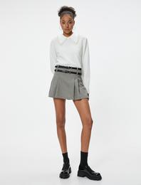 Gömlek Yaka Triko Kazak İnci Detaylı Uzun Kollu