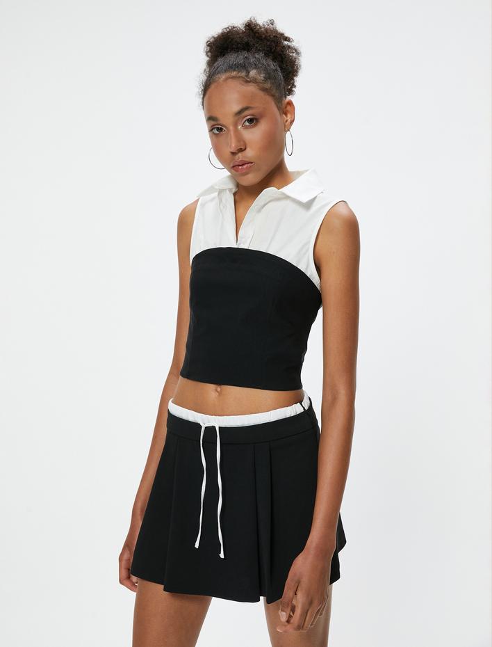  Crop Gömlek Kolsuz Düğmeli