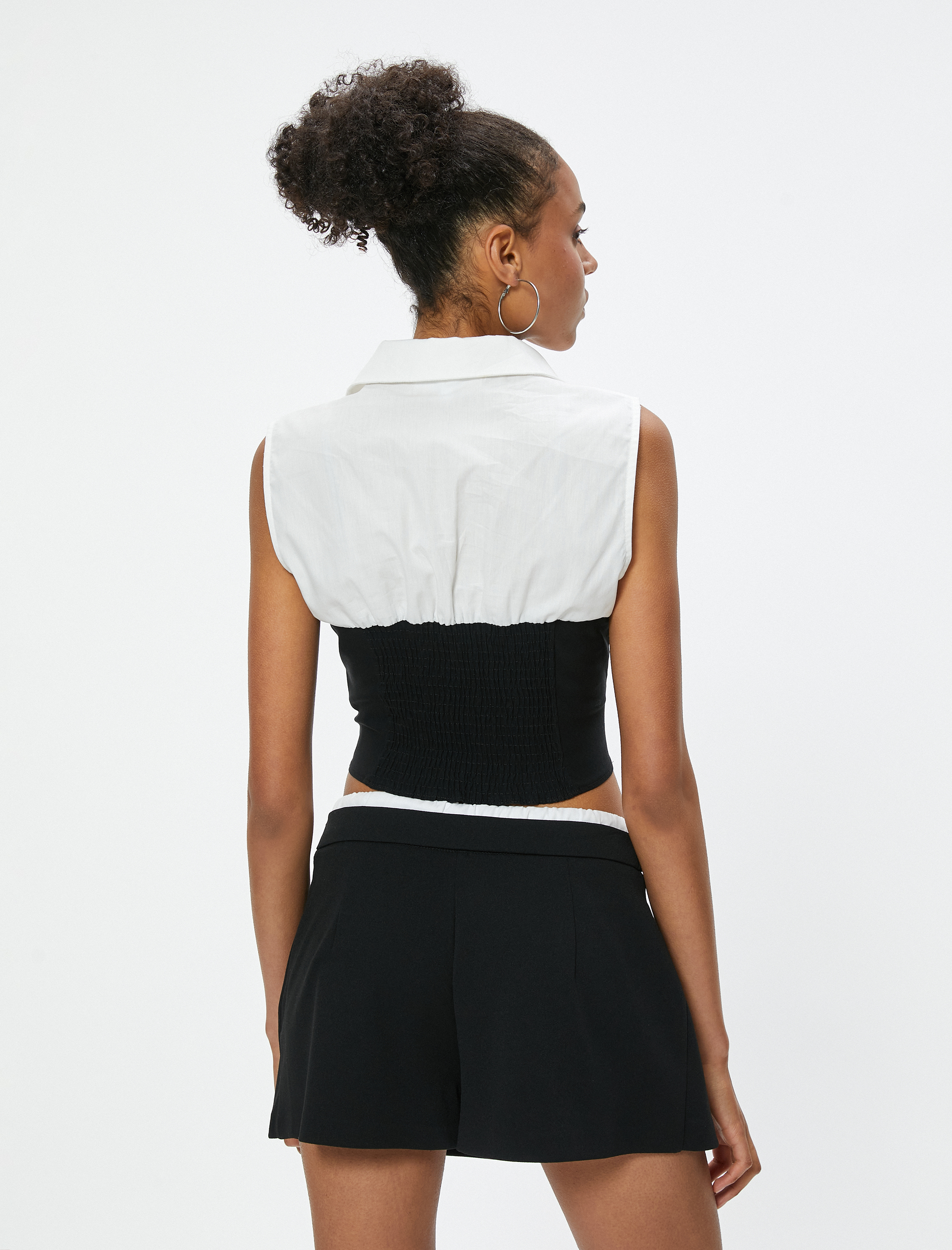   Crop Gömlek Kolsuz Düğmeli