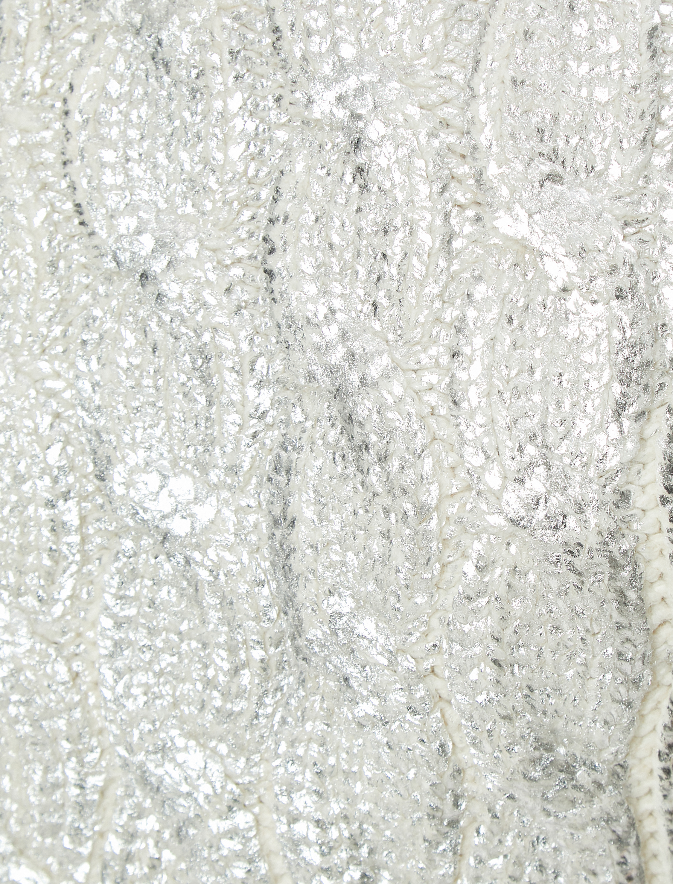   Kolsuz Süveter Dik Yaka Metalik Örgü Dokulu Slim Fit