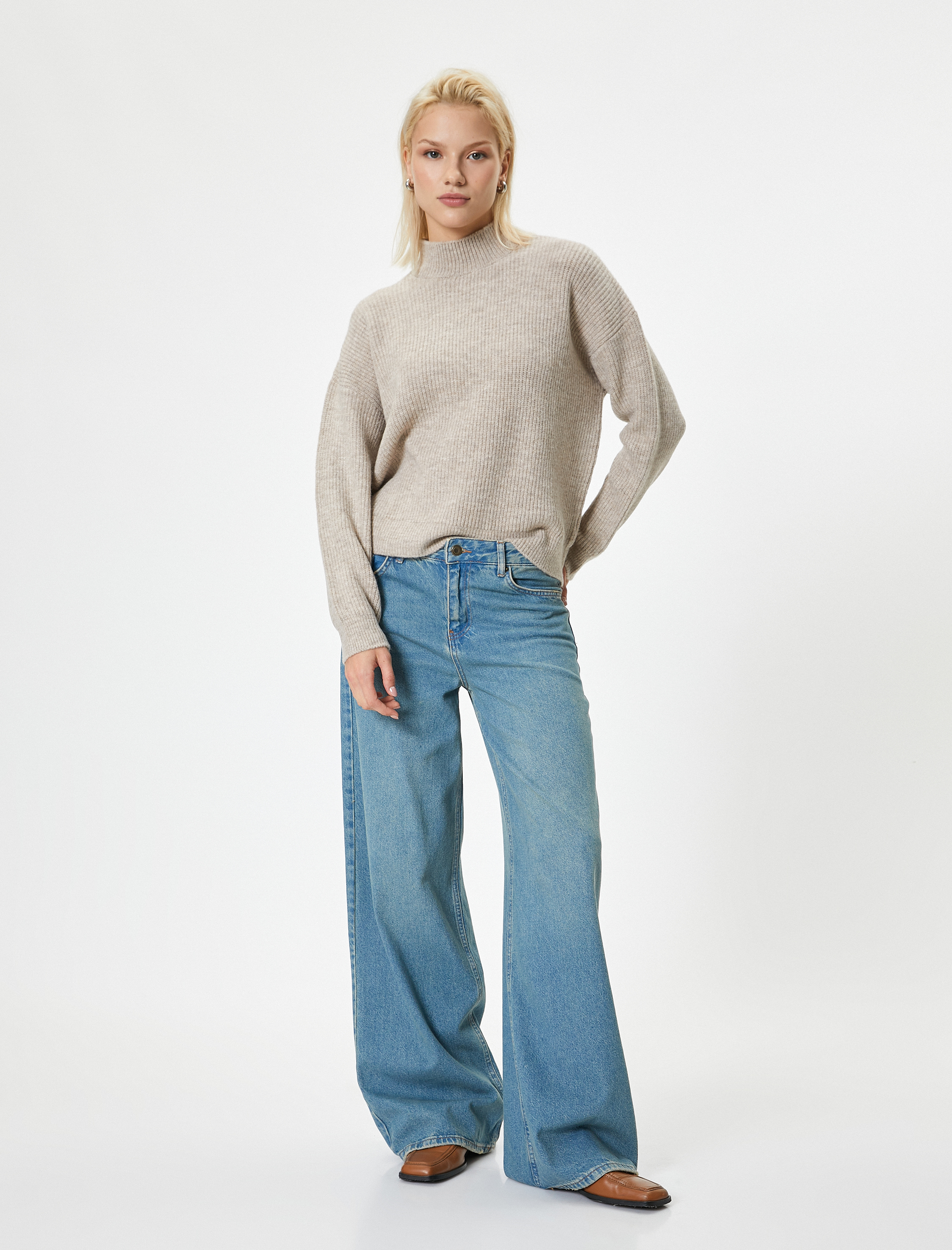   Basic Dik Yaka Oversize Kazak