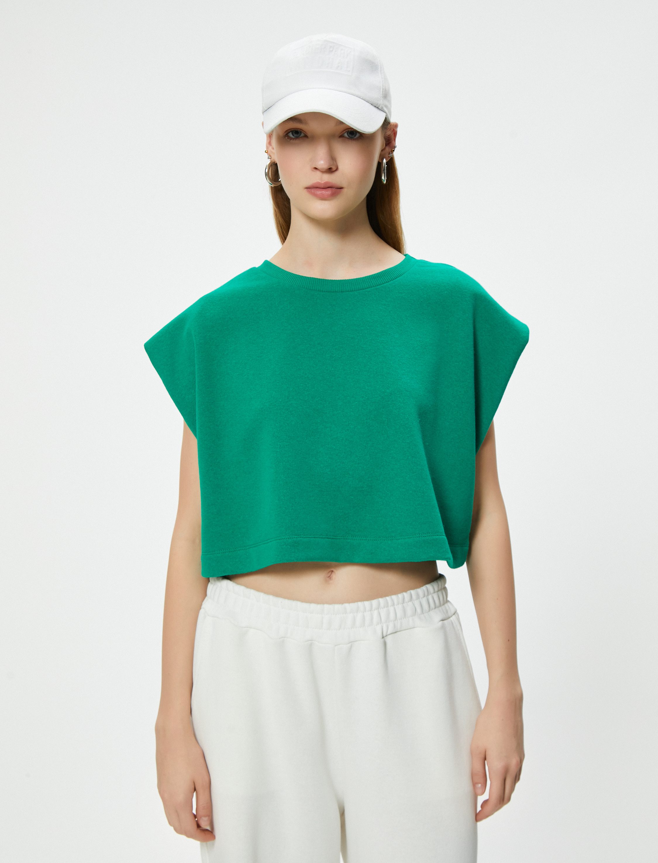   Crop Tişört Oversize Bisiklet Yaka Yarasa Kol