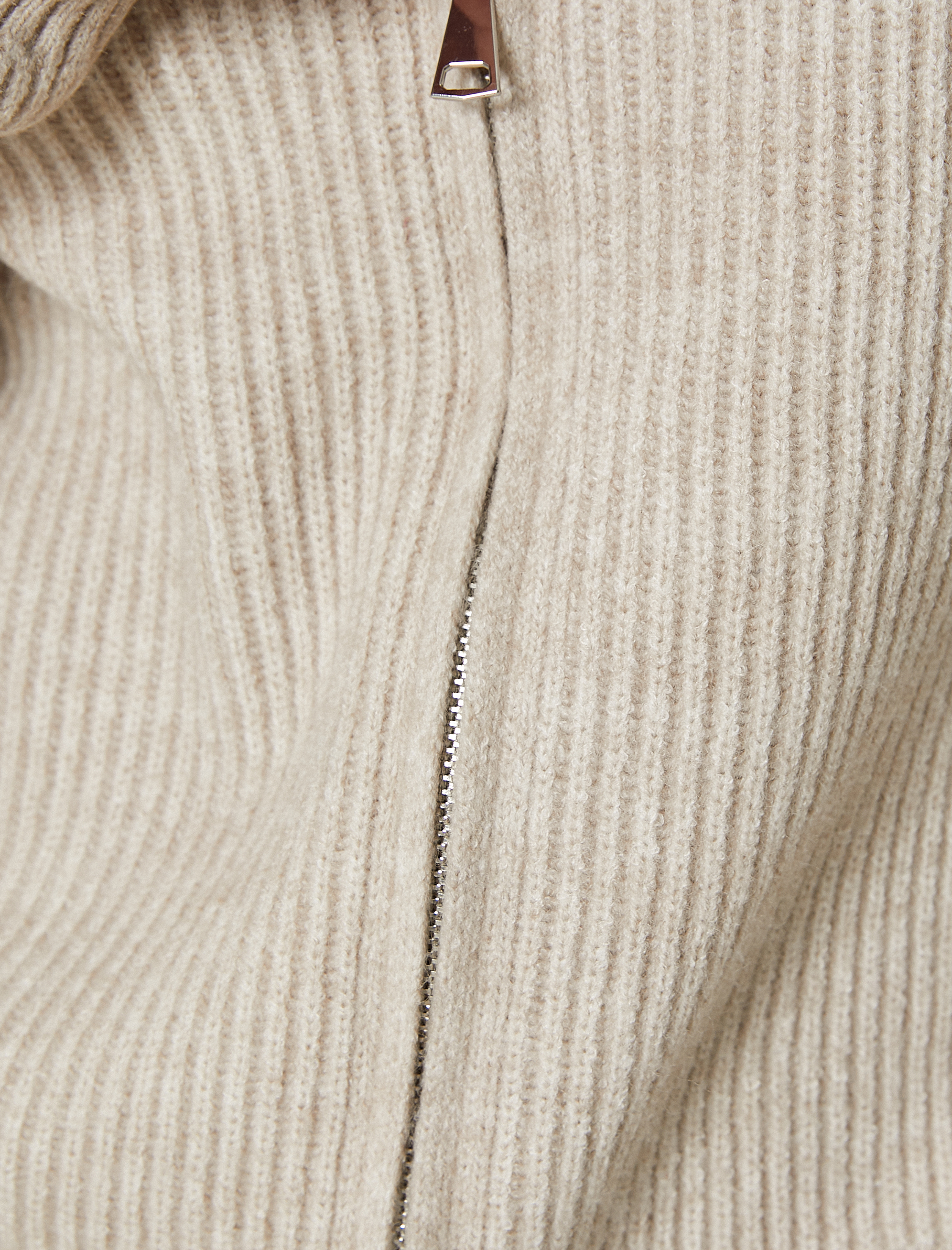 Triko Hırka Çift Taraflı Fermuarlı Dik Yaka Kaşkorse Fitilli