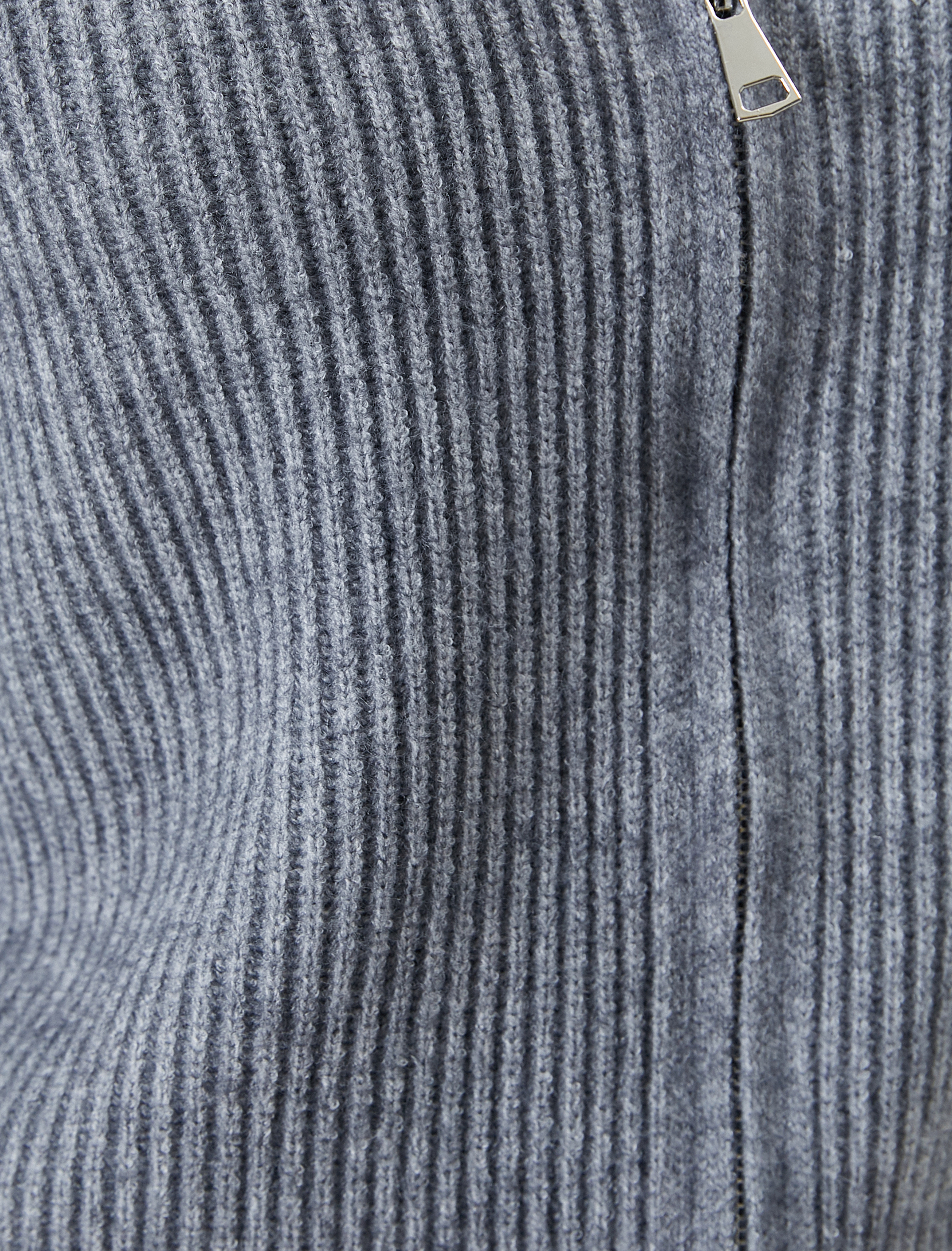 Triko Hırka Çift Taraflı Fermuarlı Dik Yaka Kaşkorse Fitilli