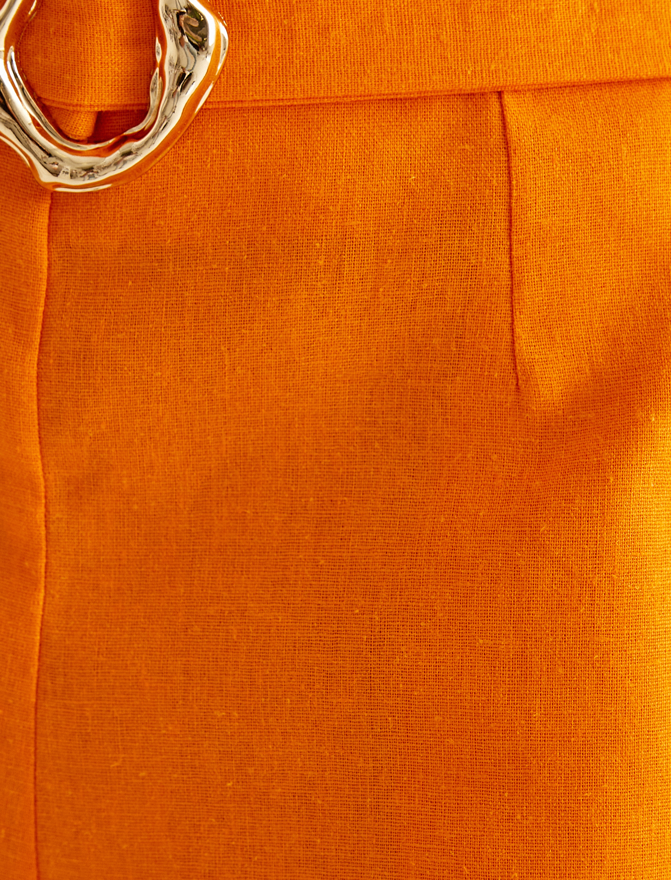   Keten Karışımlı Kısa Şort Kemer Detaylı Cepli