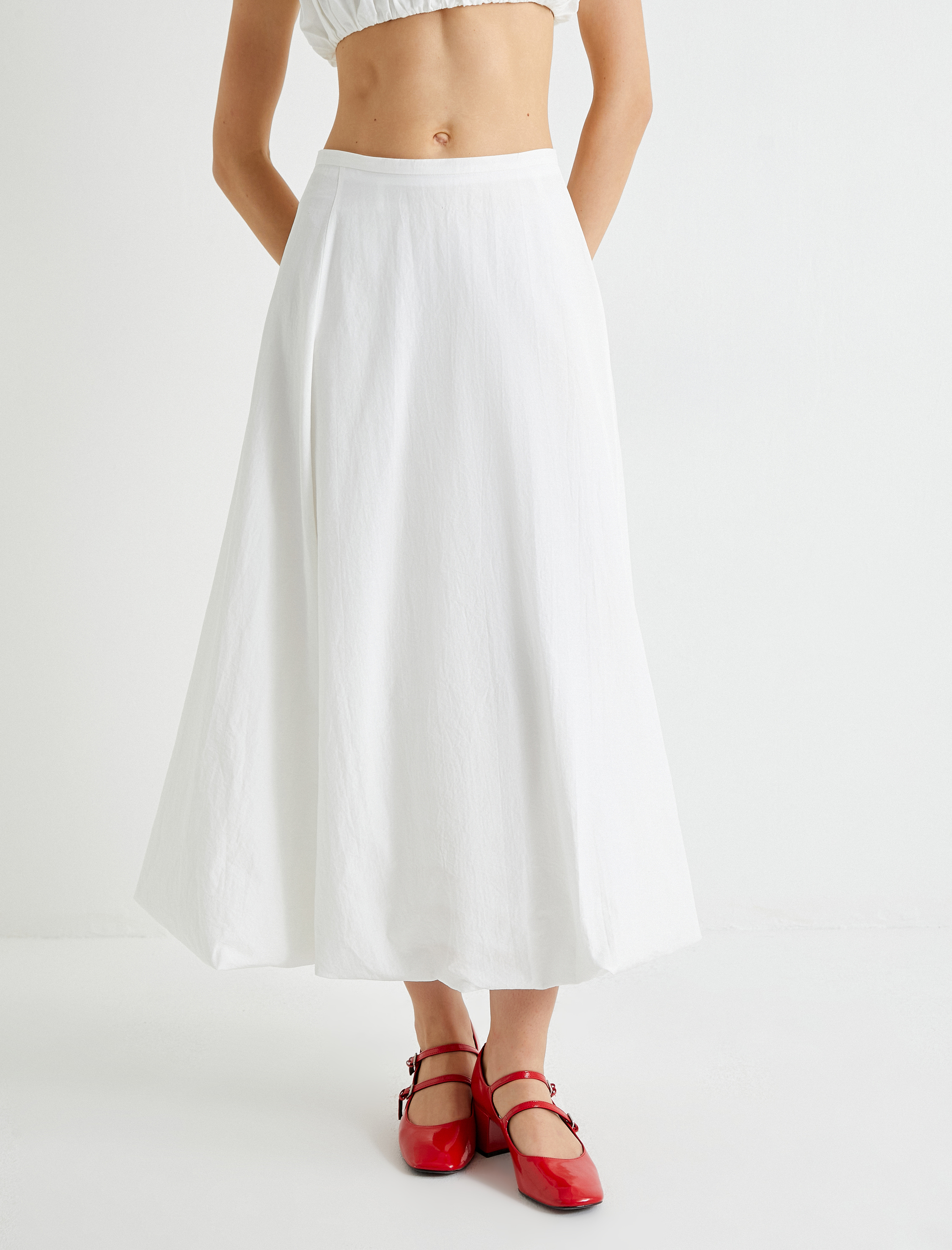   Uzun Balon Etek Astarlı Pamuklu Standart Bel