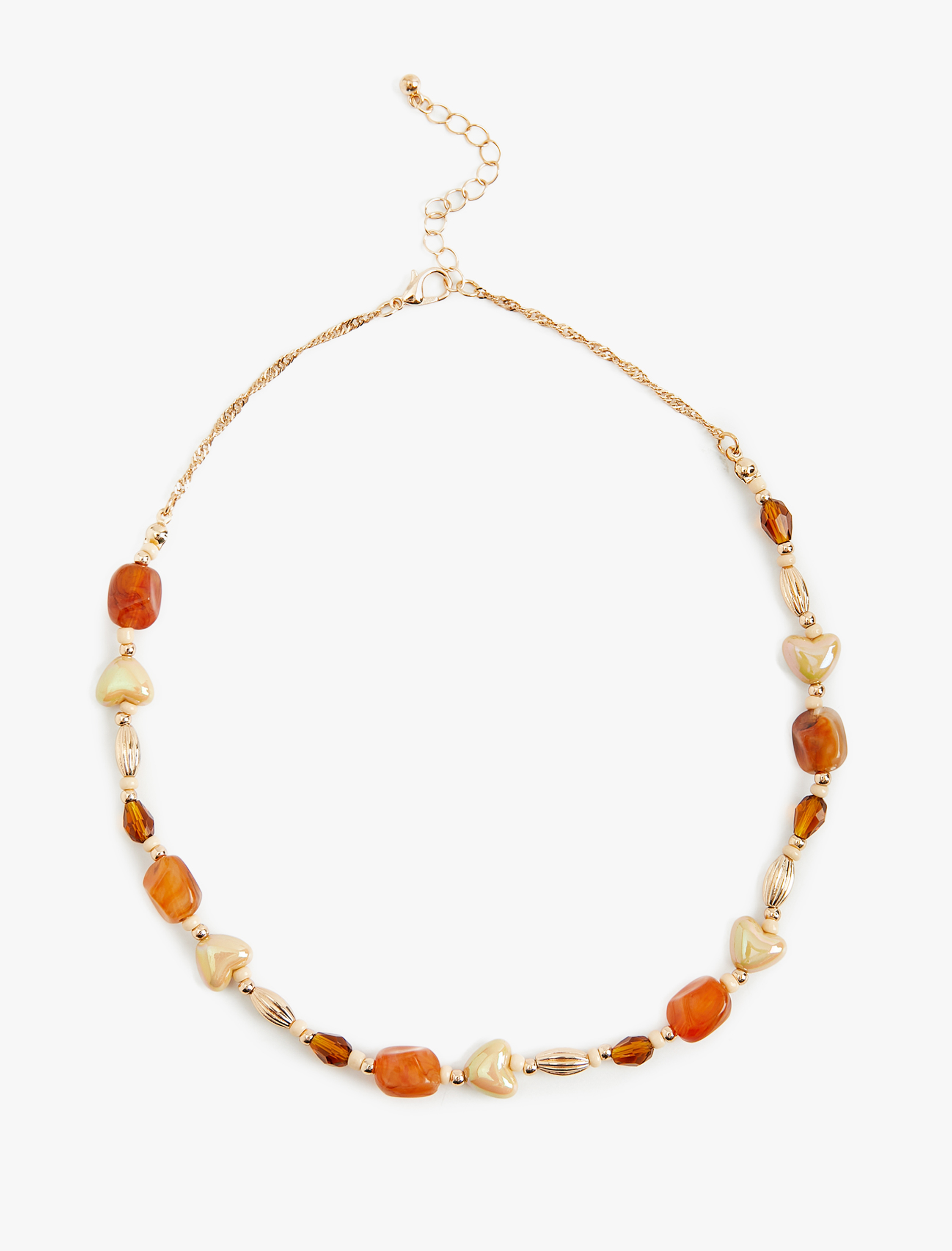  Kadın Taşlı Kalpli Kolye Boncuklu