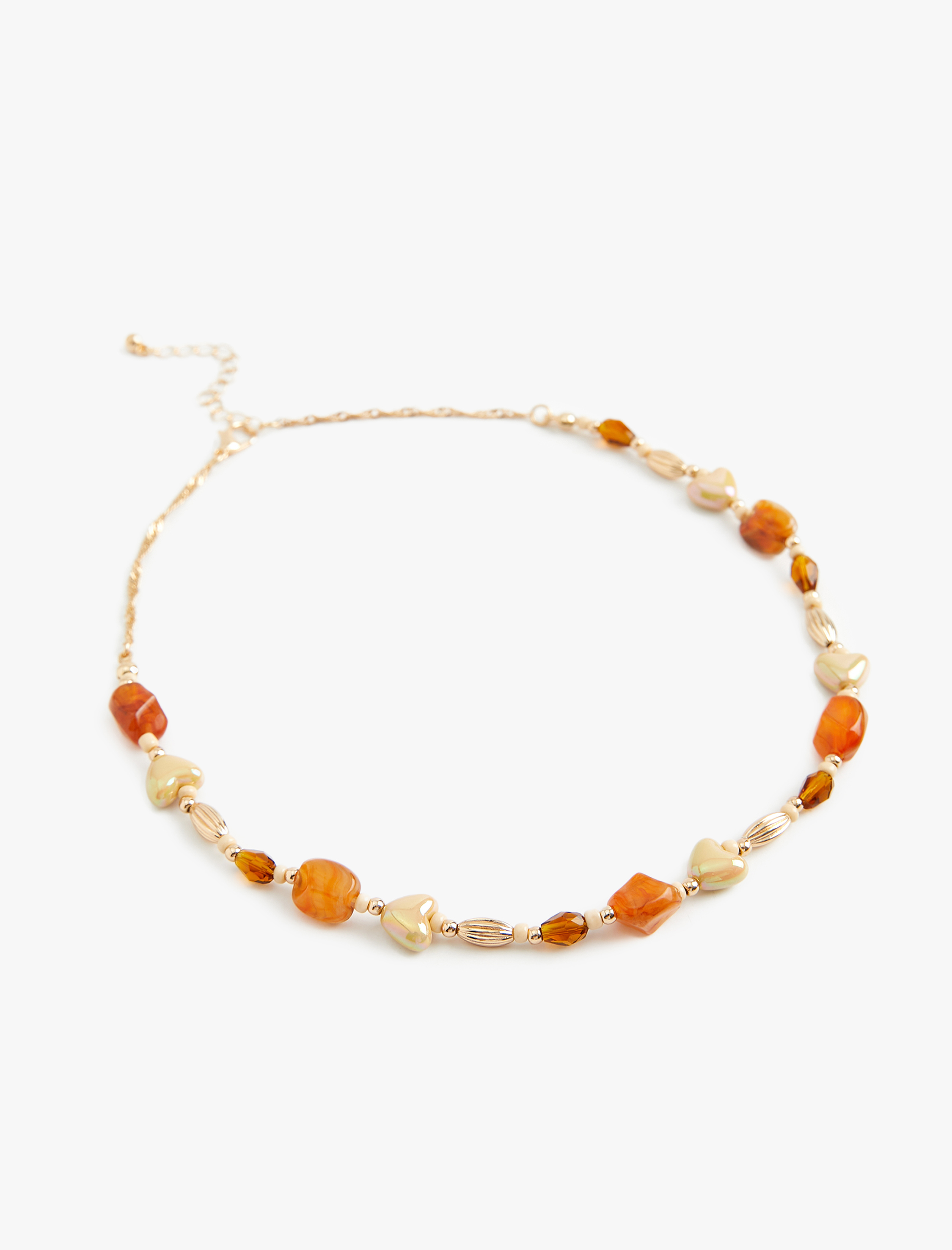  Kadın Taşlı Kalpli Kolye Boncuklu