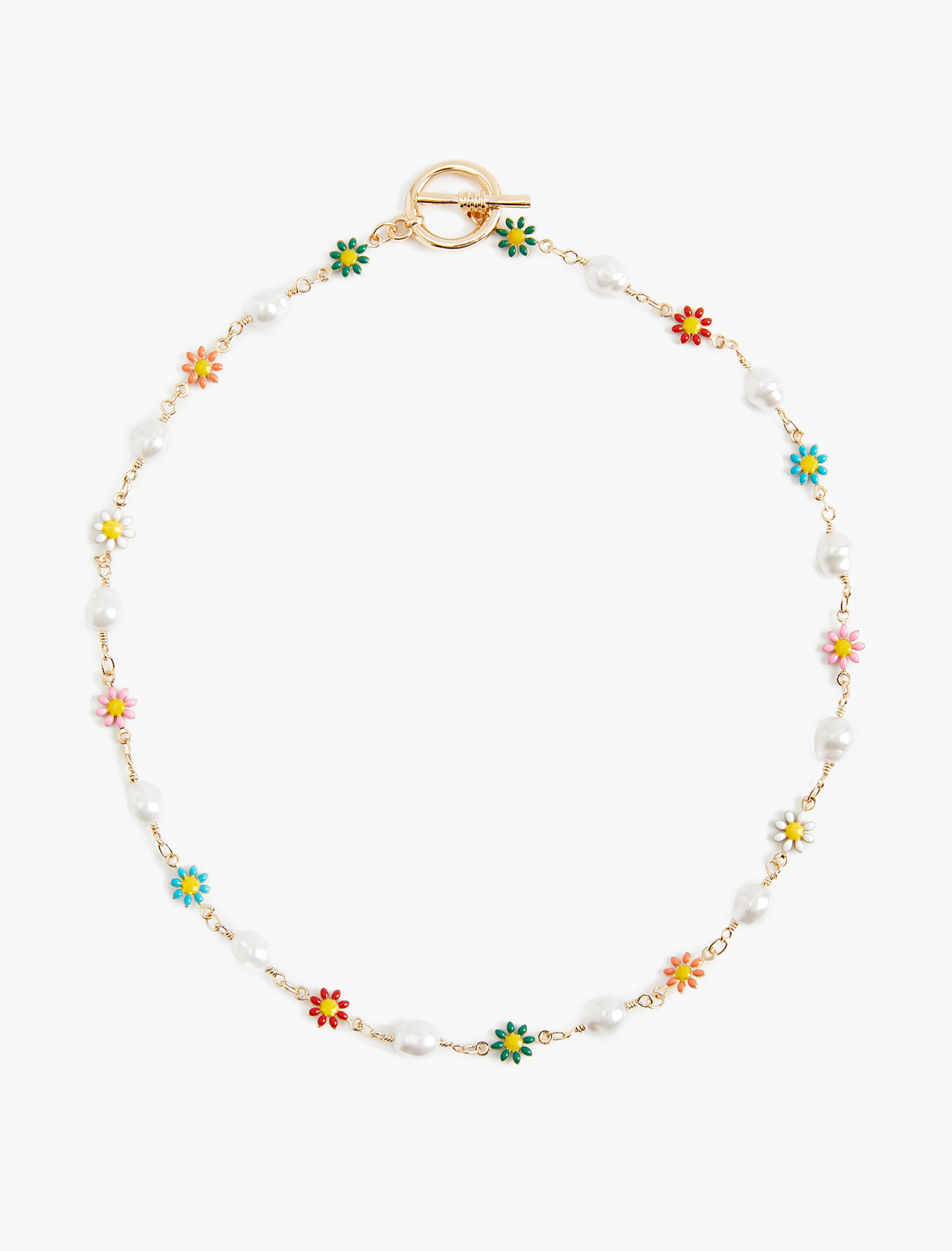  Kadın Boncuklu Çiçekli Kolye