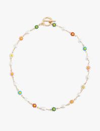 Boncuklu Çiçekli Kolye