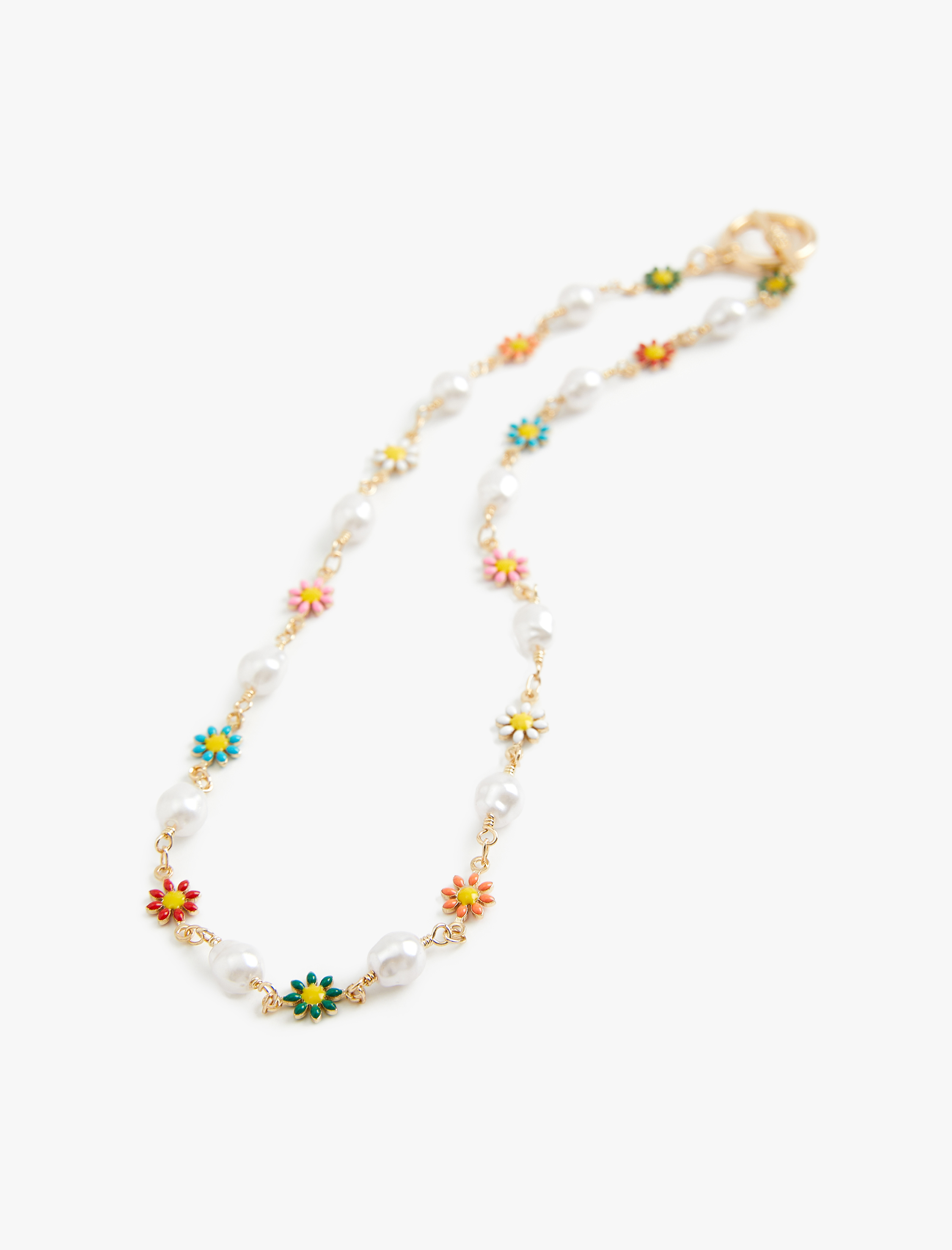  Kadın Boncuklu Çiçekli Kolye