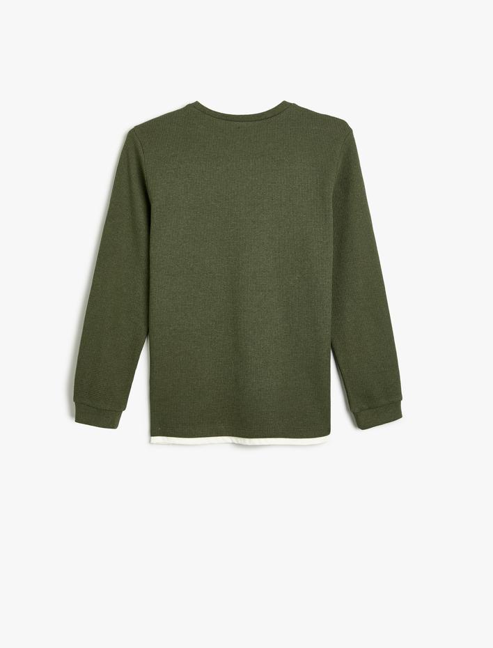 Erkek Çocuk Basic Sweatshirt Bisiklet Yaka Uzun Kollu Dokulu