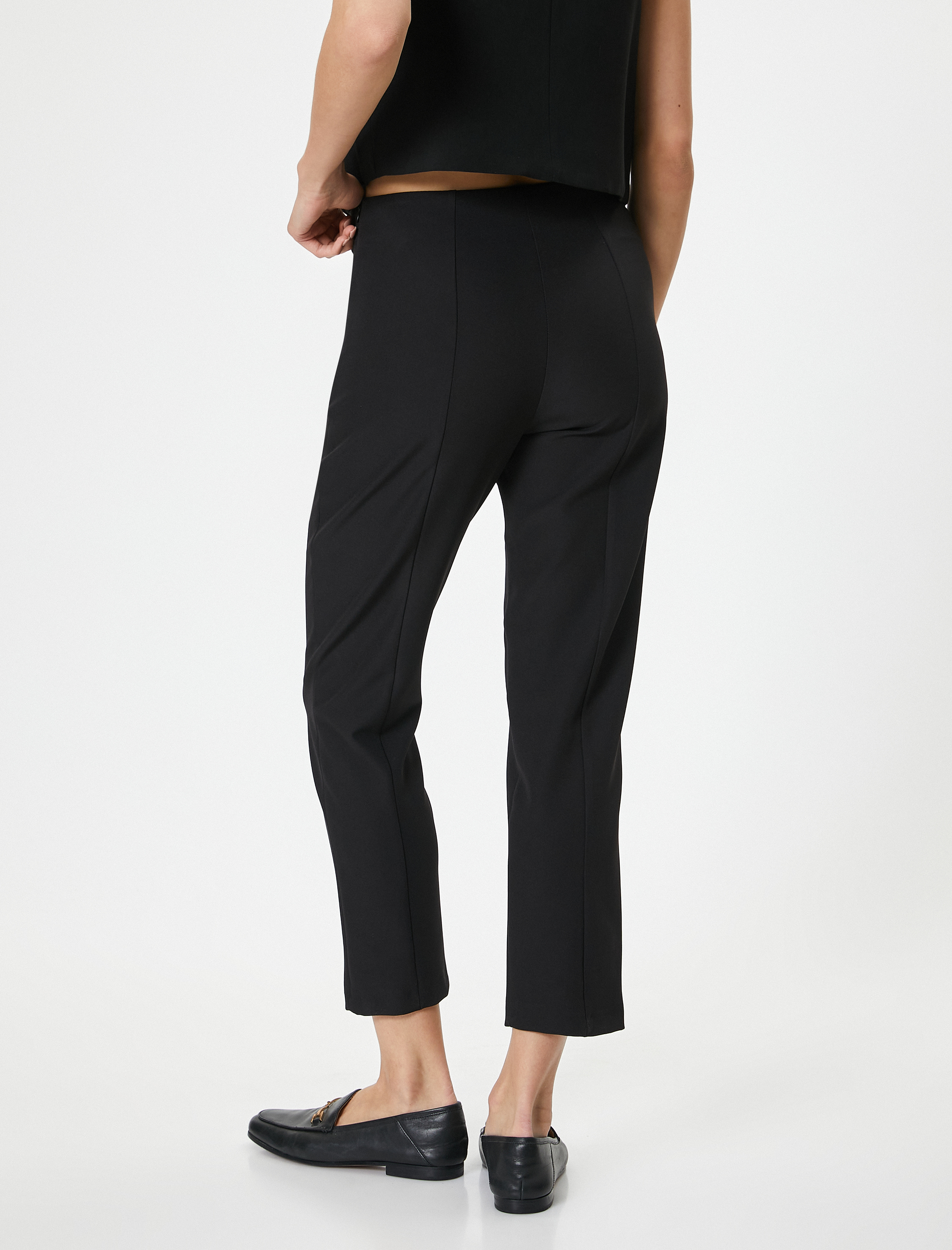   Cigarette Kumaş Pantolon Yüksek Bel Slim Fit Krep Kumaş