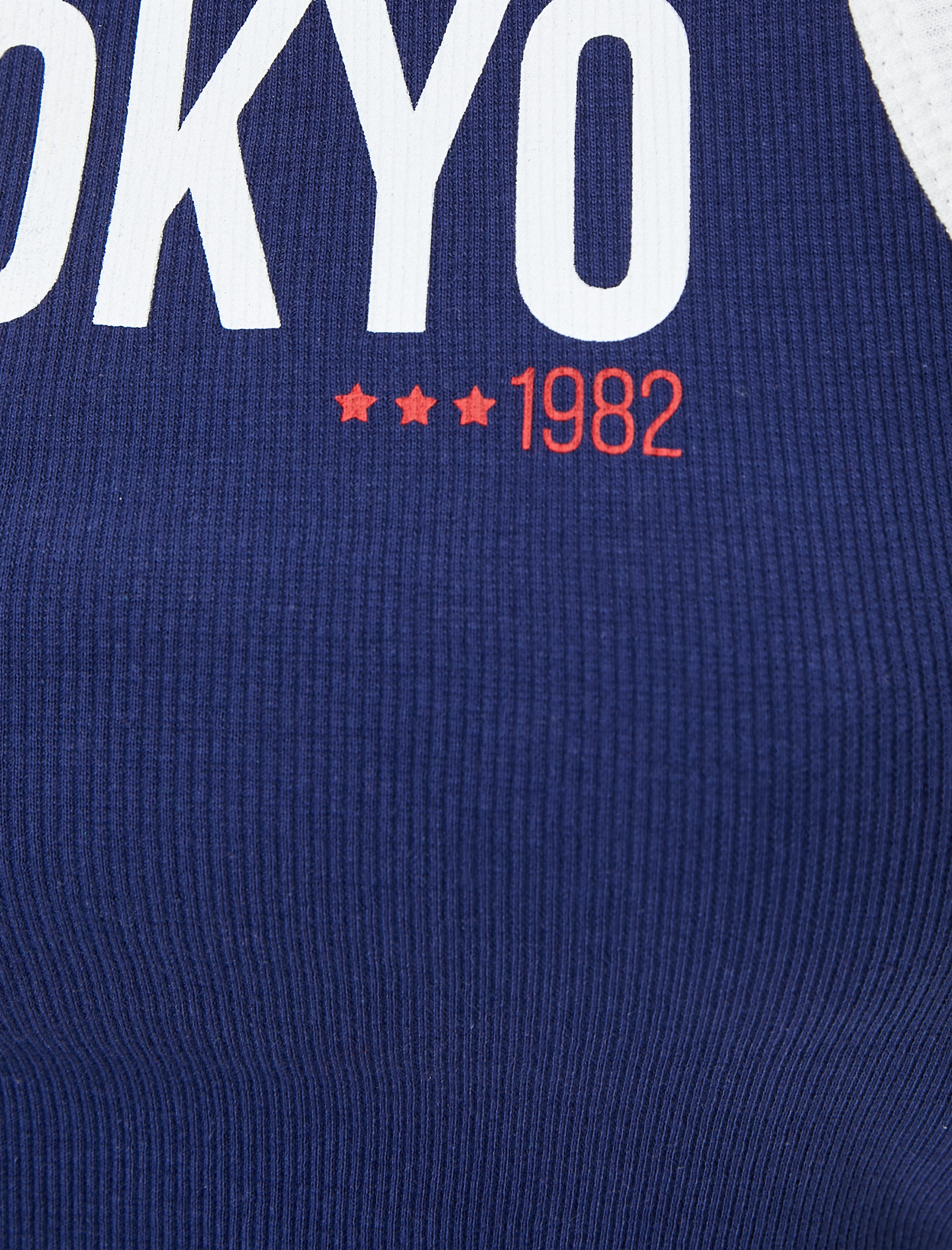   Halter Yaka Atlet Tokyo Baskılı Ribanalı Pamuklu Skinny Fit