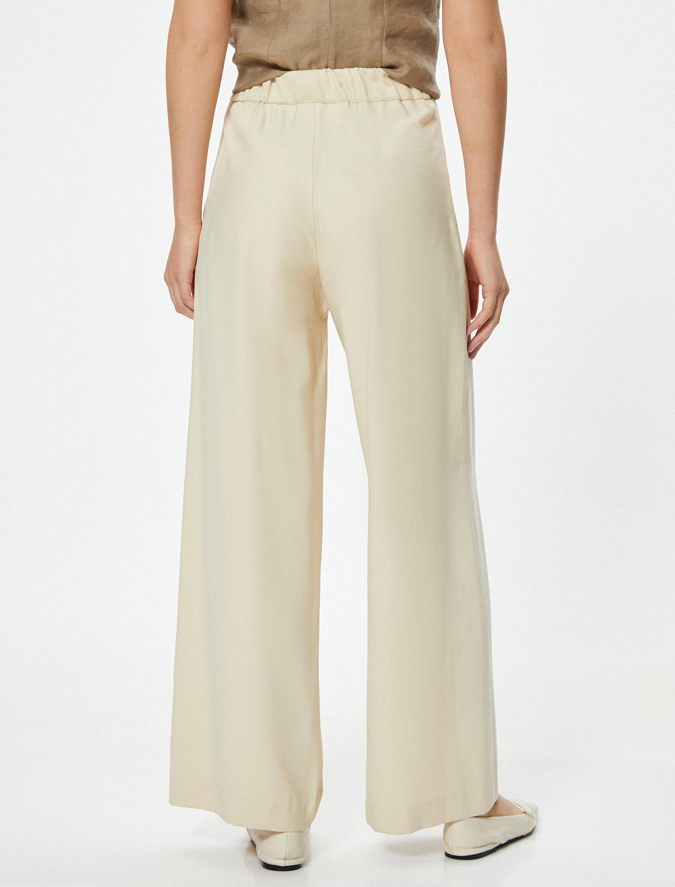   Yüksek Bel Geniş Paça Pantolon Modal Kumaş