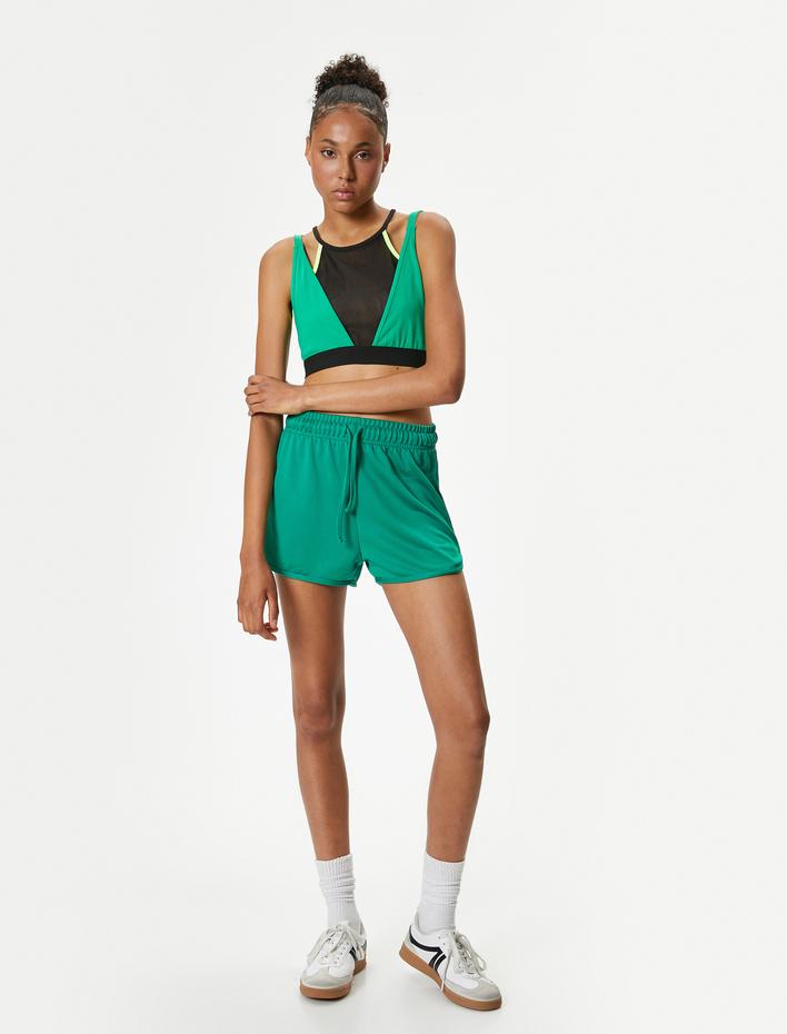  Ekstra Mini Spor Şort Beli Bağcıklı Yüksek Bel Relax Fit