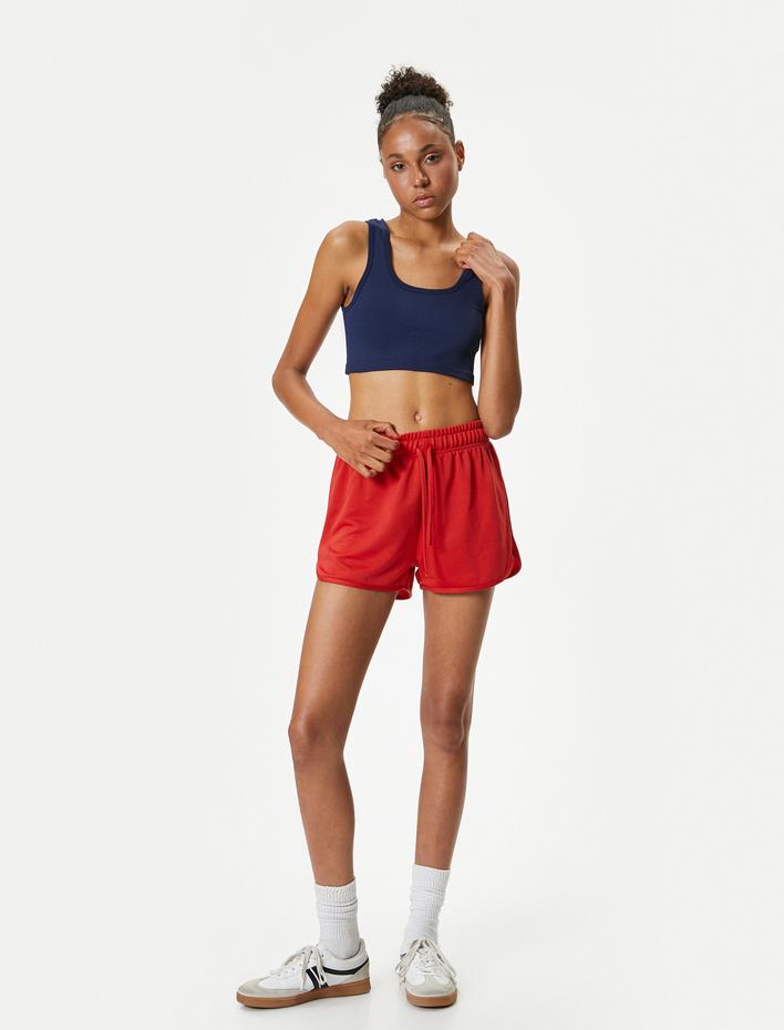  Ekstra Mini Spor Şort Beli Bağcıklı Yüksek Bel Relax Fit