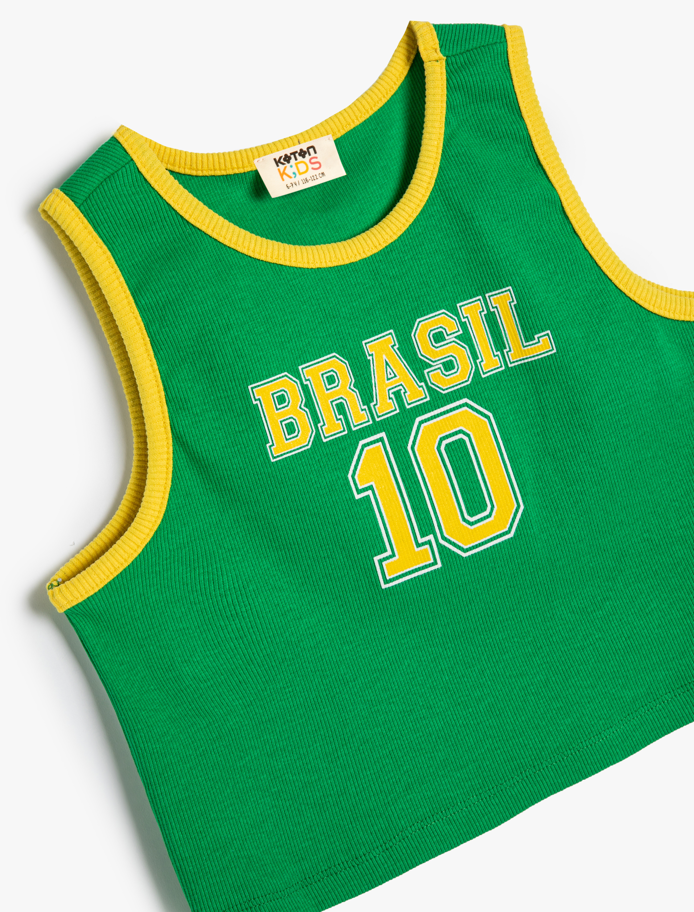 Kız Çocuk Crop Atlet Spor Temalı Bisiklet Yaka Renk Bloklu Pamuklu