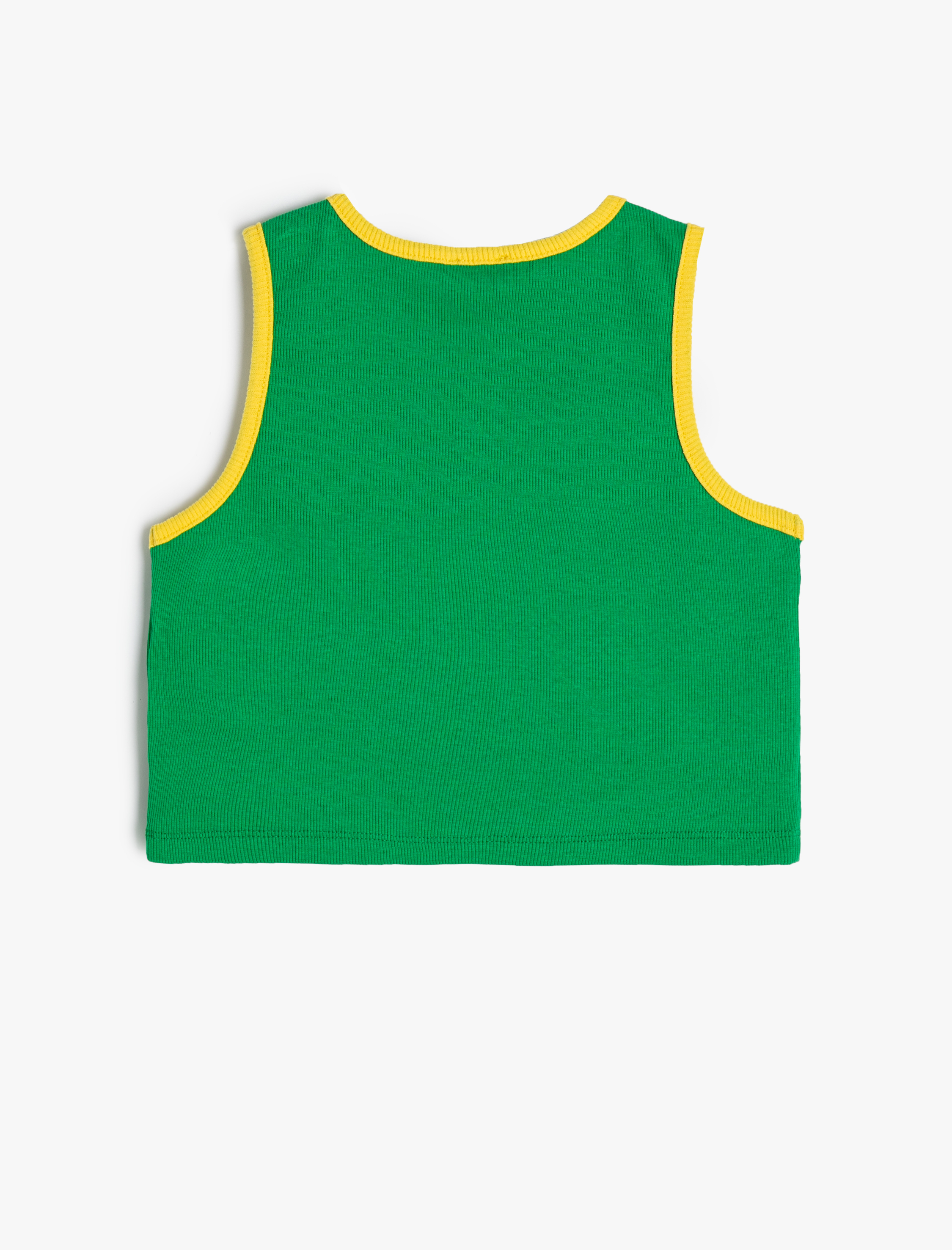 Kız Çocuk Crop Atlet Spor Temalı Bisiklet Yaka Renk Bloklu Pamuklu