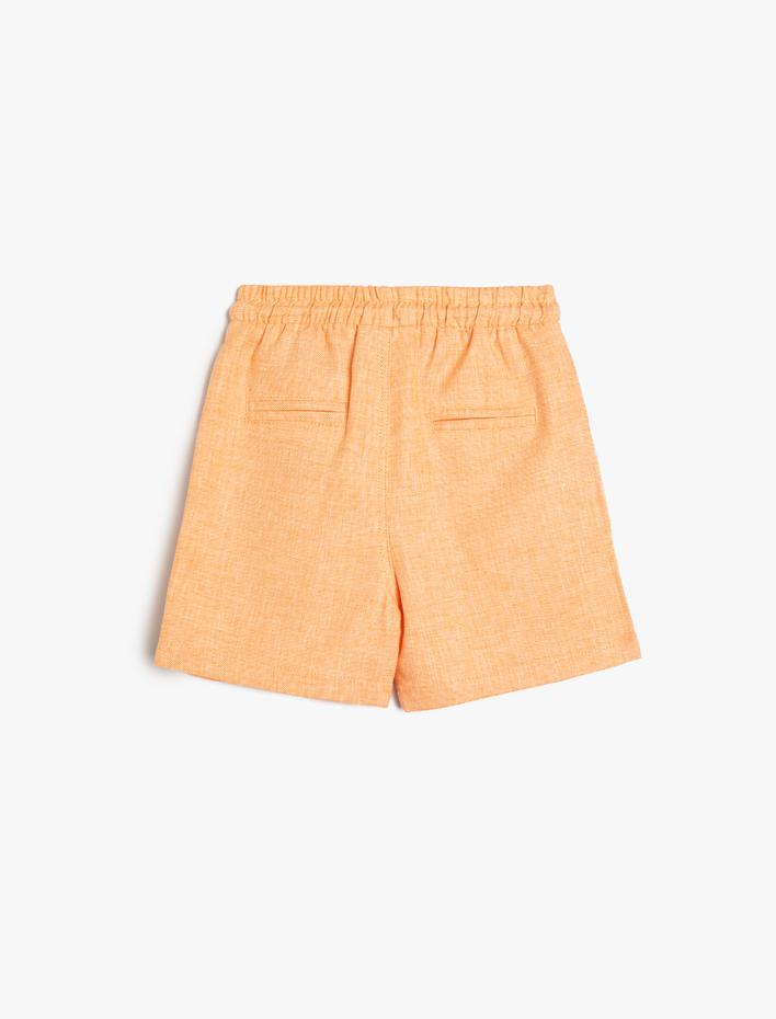 Erkek Bebek Keten Karışımlı Şort Beli Bağlamalı Cepli