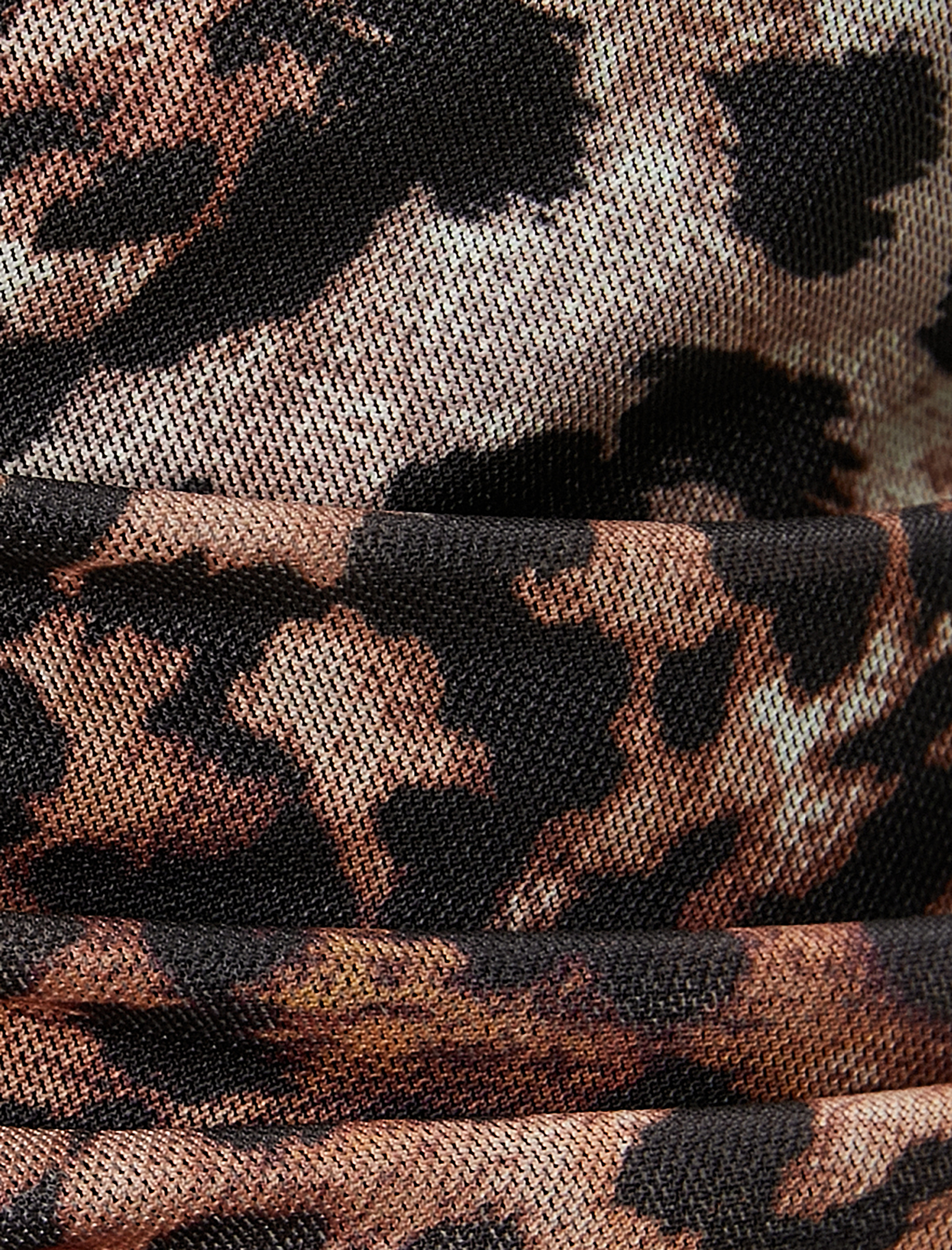   Leopar Desenli Bluz Kolsuz Bisiklet Yaka Drapeli Slim Fit