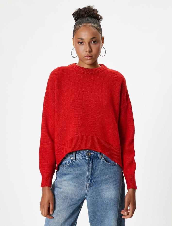  Basic Triko Kazak Bisiklet Yaka Akrilik Karışımlı Uzun Kollu