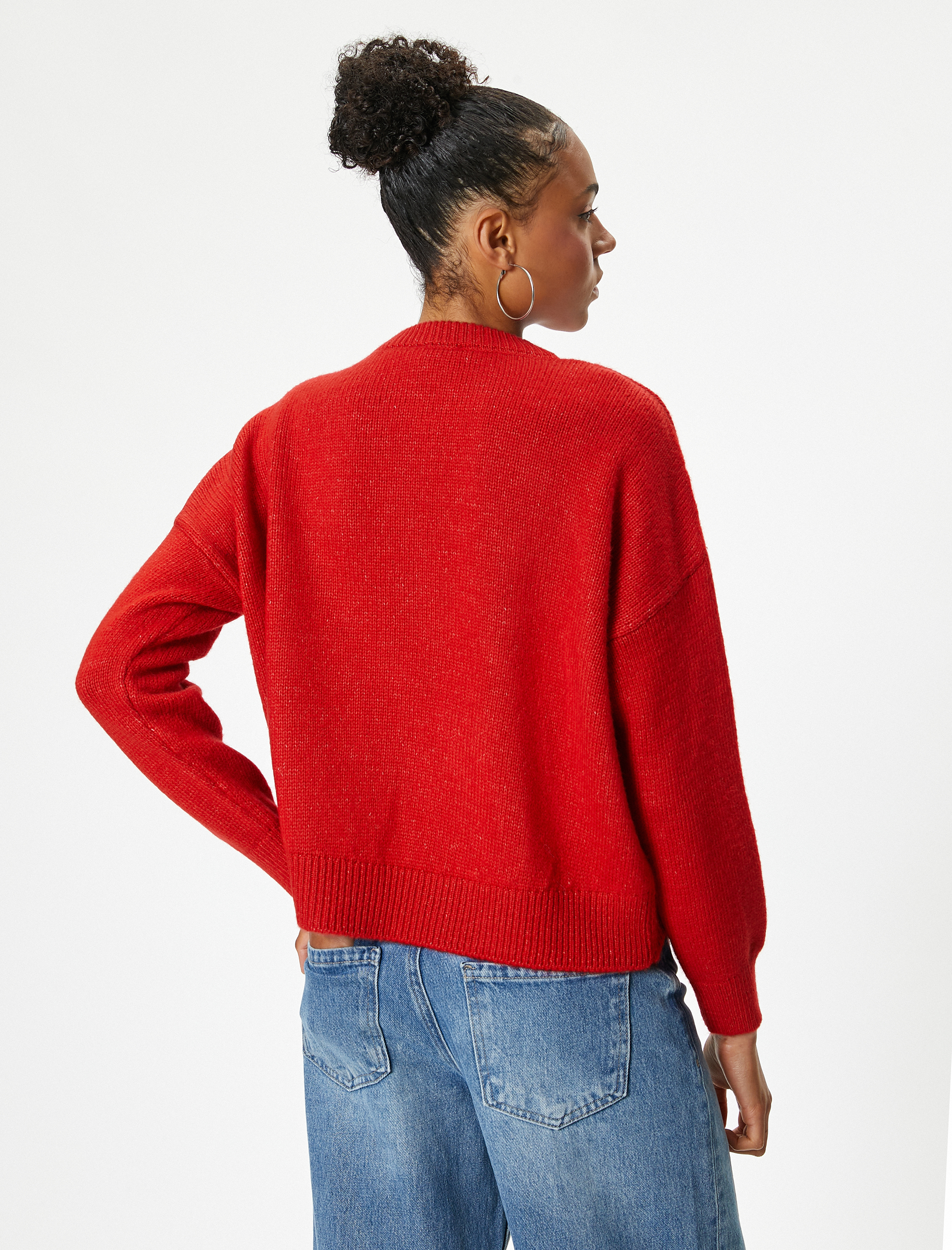 Basic Triko Kazak Bisiklet Yaka Akrilik Karışımlı Uzun Kollu