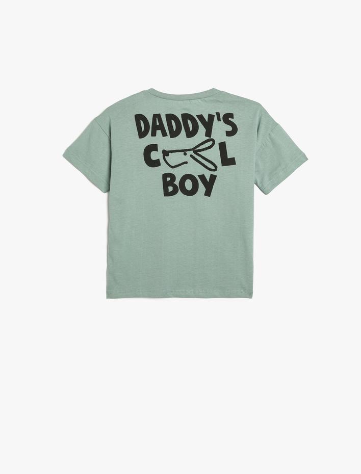 Erkek Bebek Tişört Kısa Kollu Bisiklet Yaka Köpek Baskılı