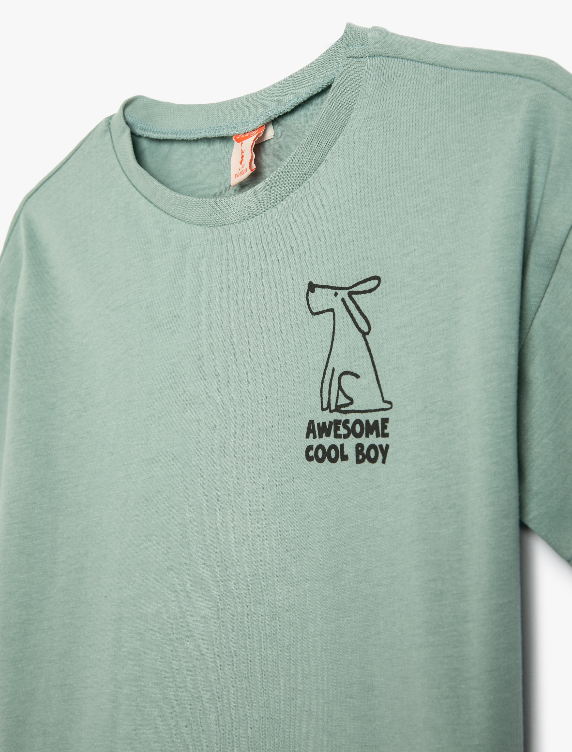  Erkek Bebek Tişört Kısa Kollu Bisiklet Yaka Köpek Baskılı