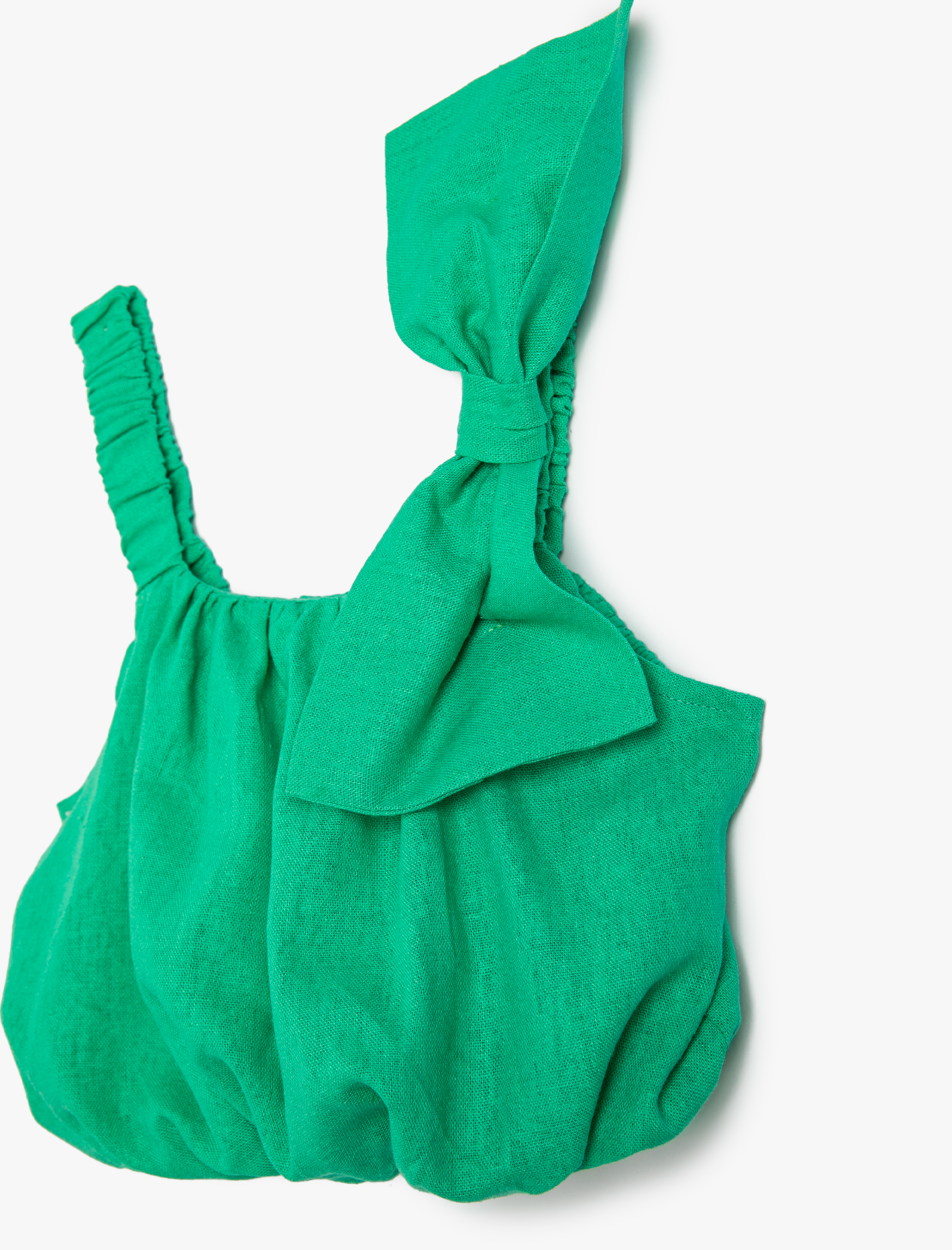  Kız Bebek Askılı Crop Atlet Keten Karışımlı Fiyonk Detaylı